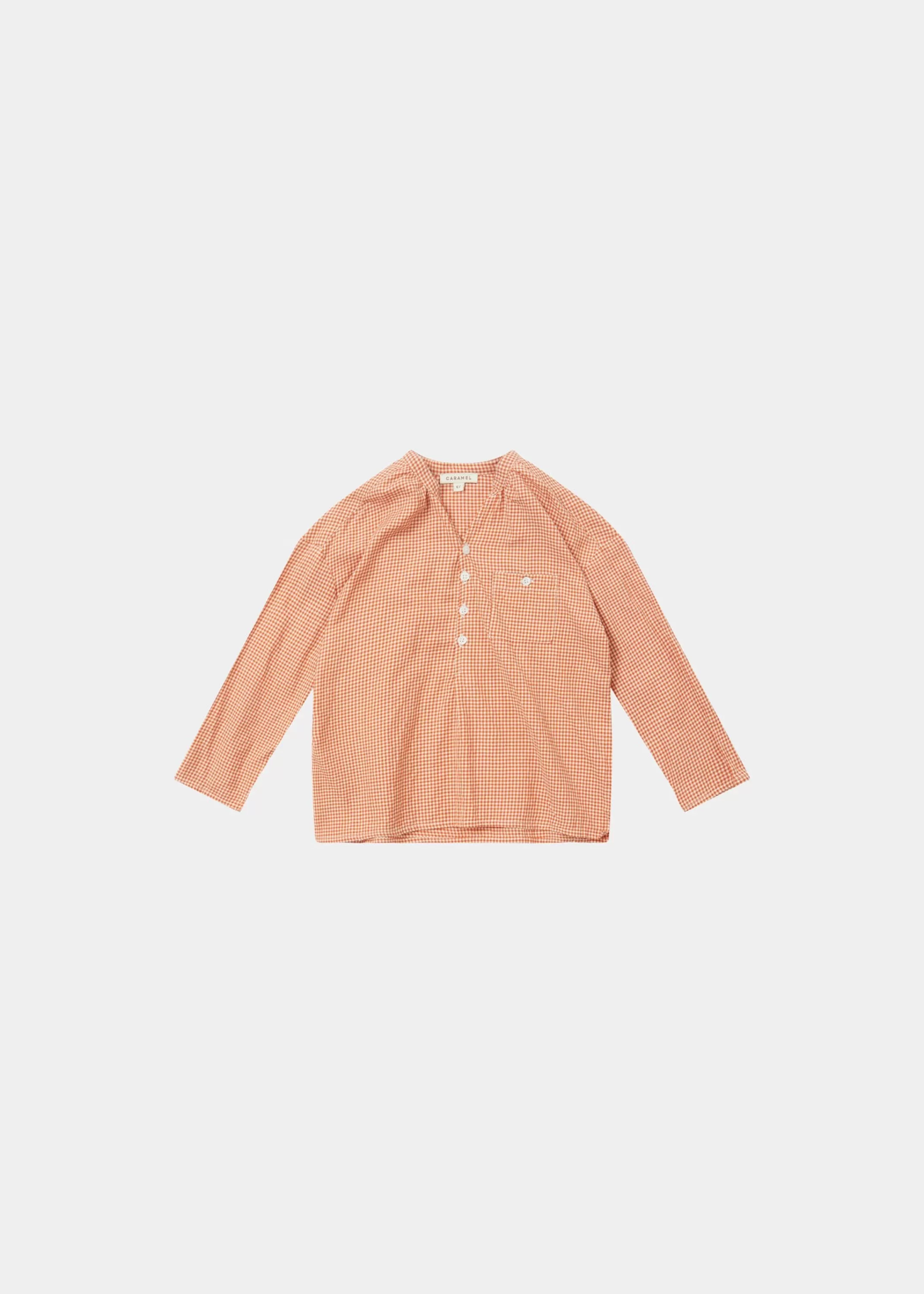 Tops-CARAMEL Adonis Shirt Orange Check