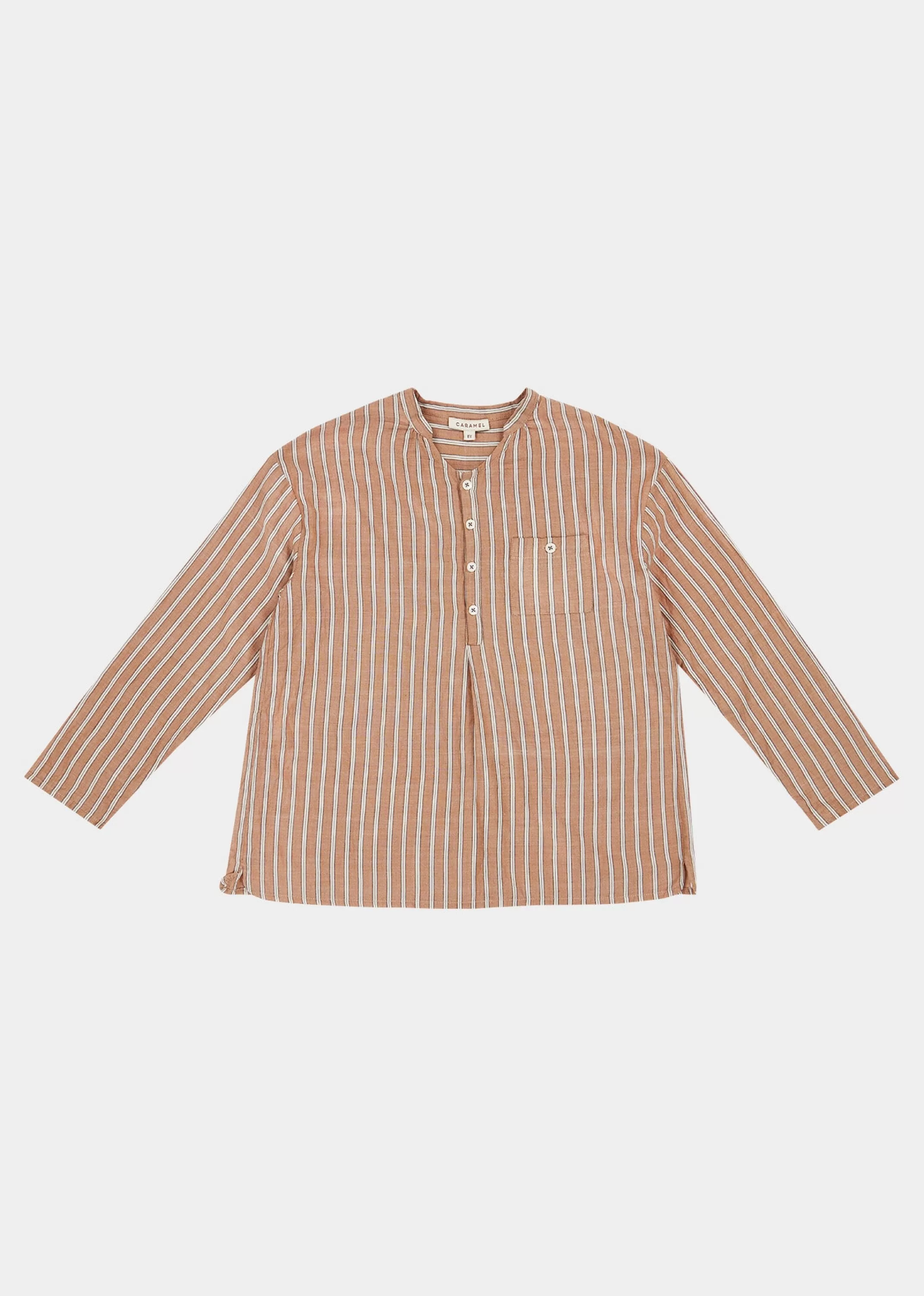 Tops-CARAMEL Adonis Shirt Beige Stripe