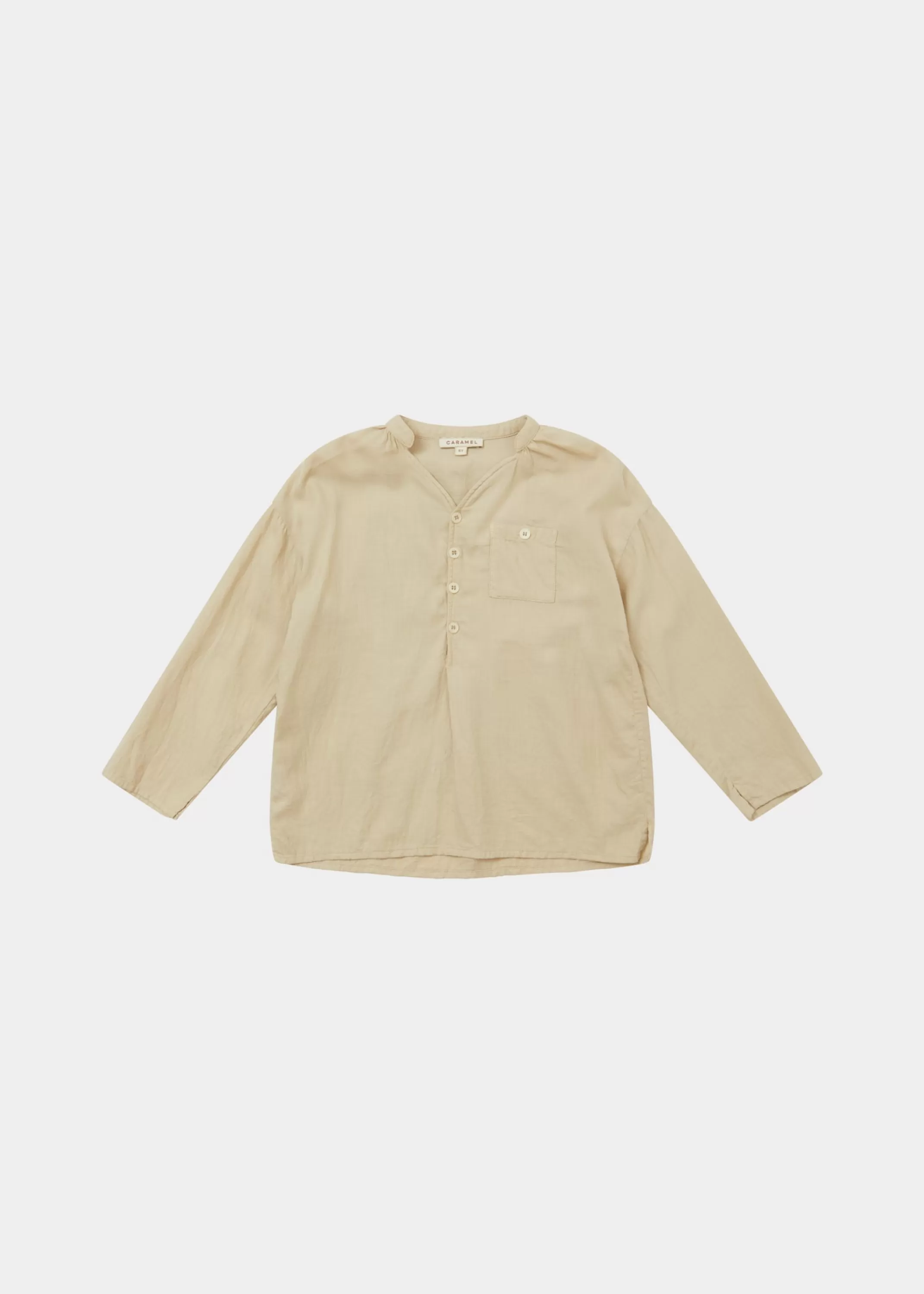 Tops-CARAMEL Adonis Shirt Sand Cotton