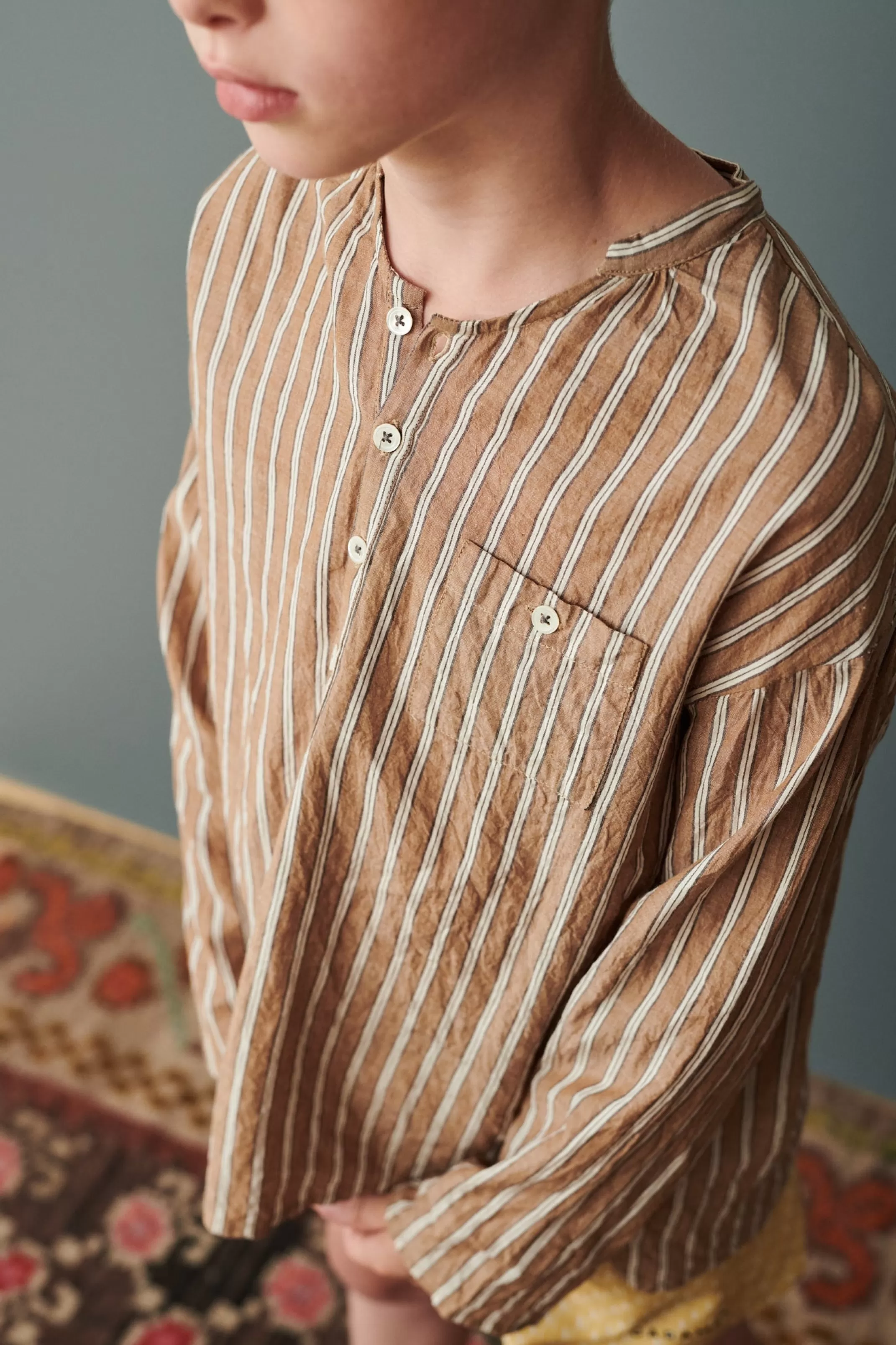 Tops-CARAMEL Adonis Shirt Beige Stripe