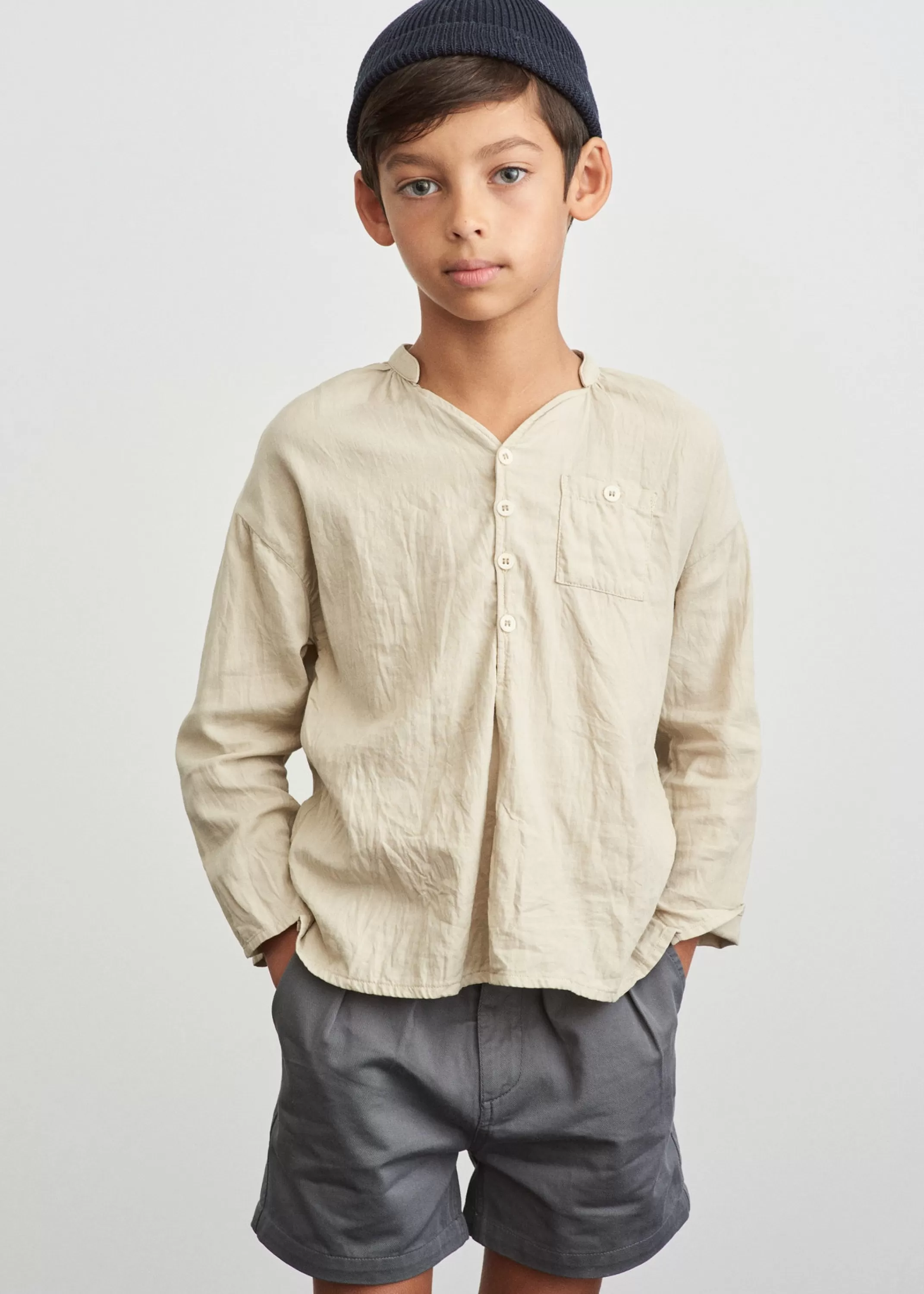 Tops-CARAMEL Adonis Shirt Sand Cotton