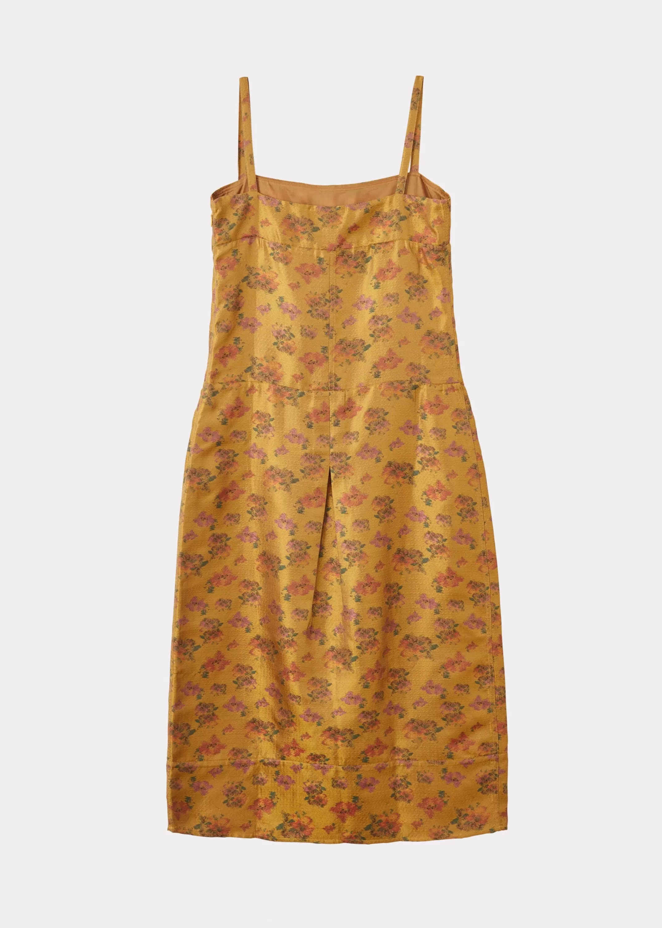 Dresses-CARAMEL A-Line Women Slip Dress - Gold Floral Jacquard