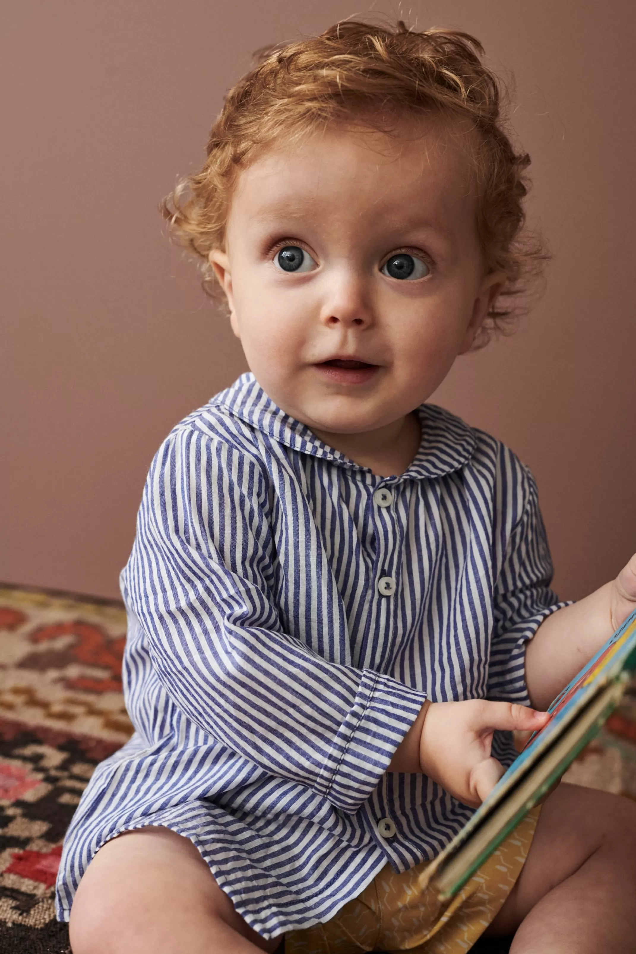 Tops-CARAMEL Aloe Baby Shirt Blue Stripe