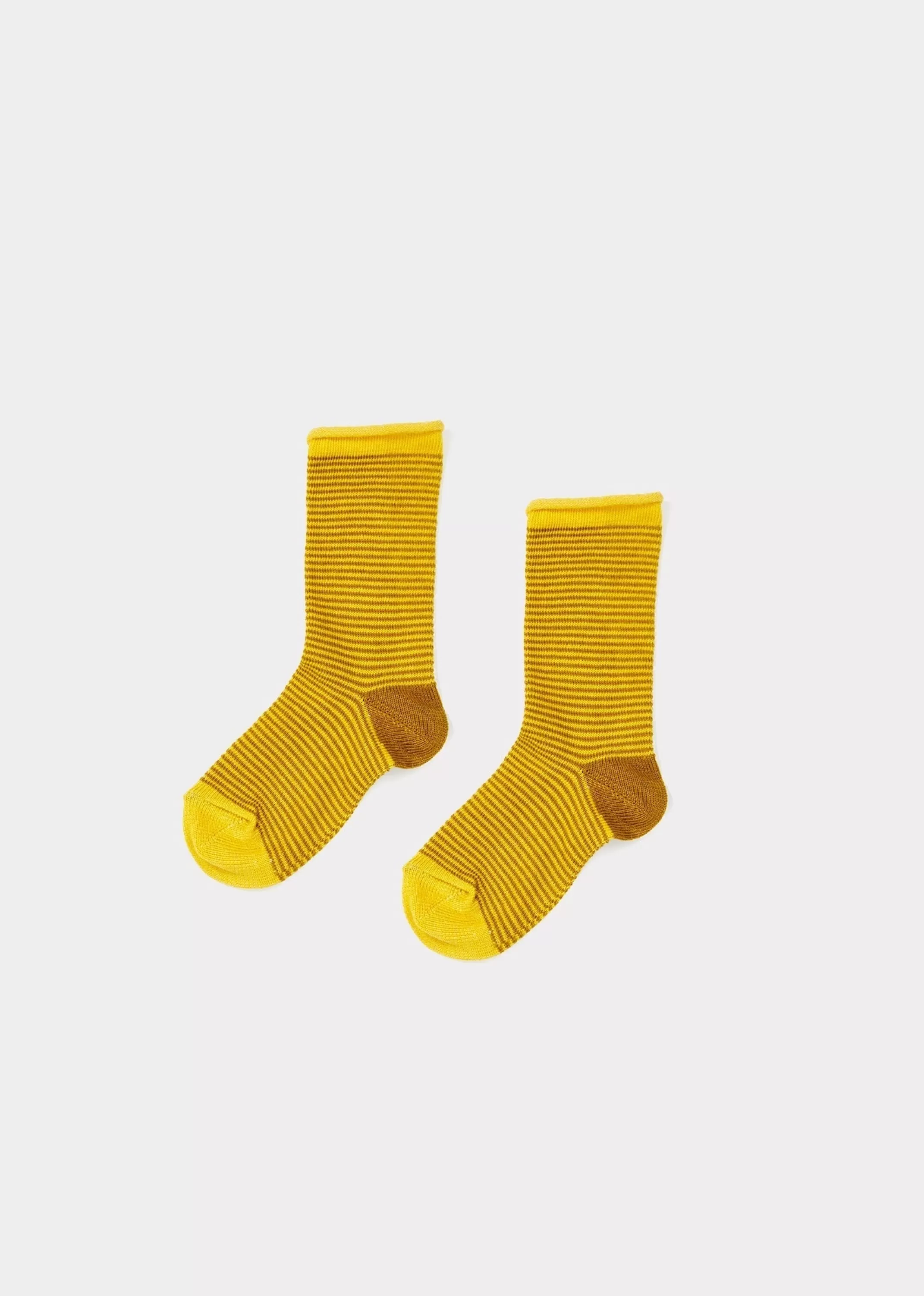 Socks-CARAMEL Ankle Baby Socks Mustard / Yellow Stripe