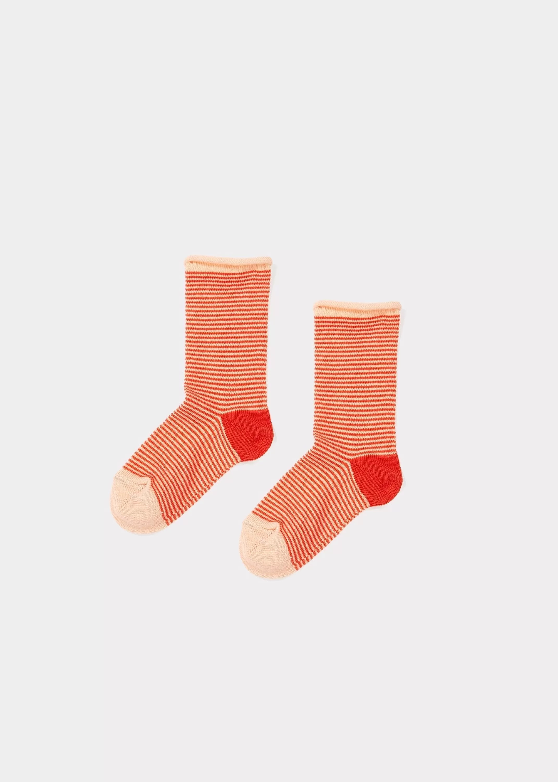 Socks-CARAMEL Ankle Baby Socks Raspberry / Apricot Stripe