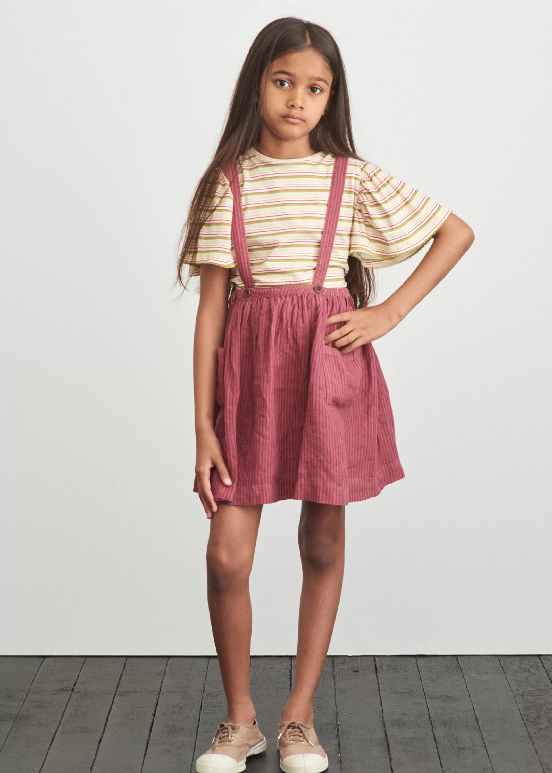 Skirts-CARAMEL Aralia Skirt - Raspberry Stripe