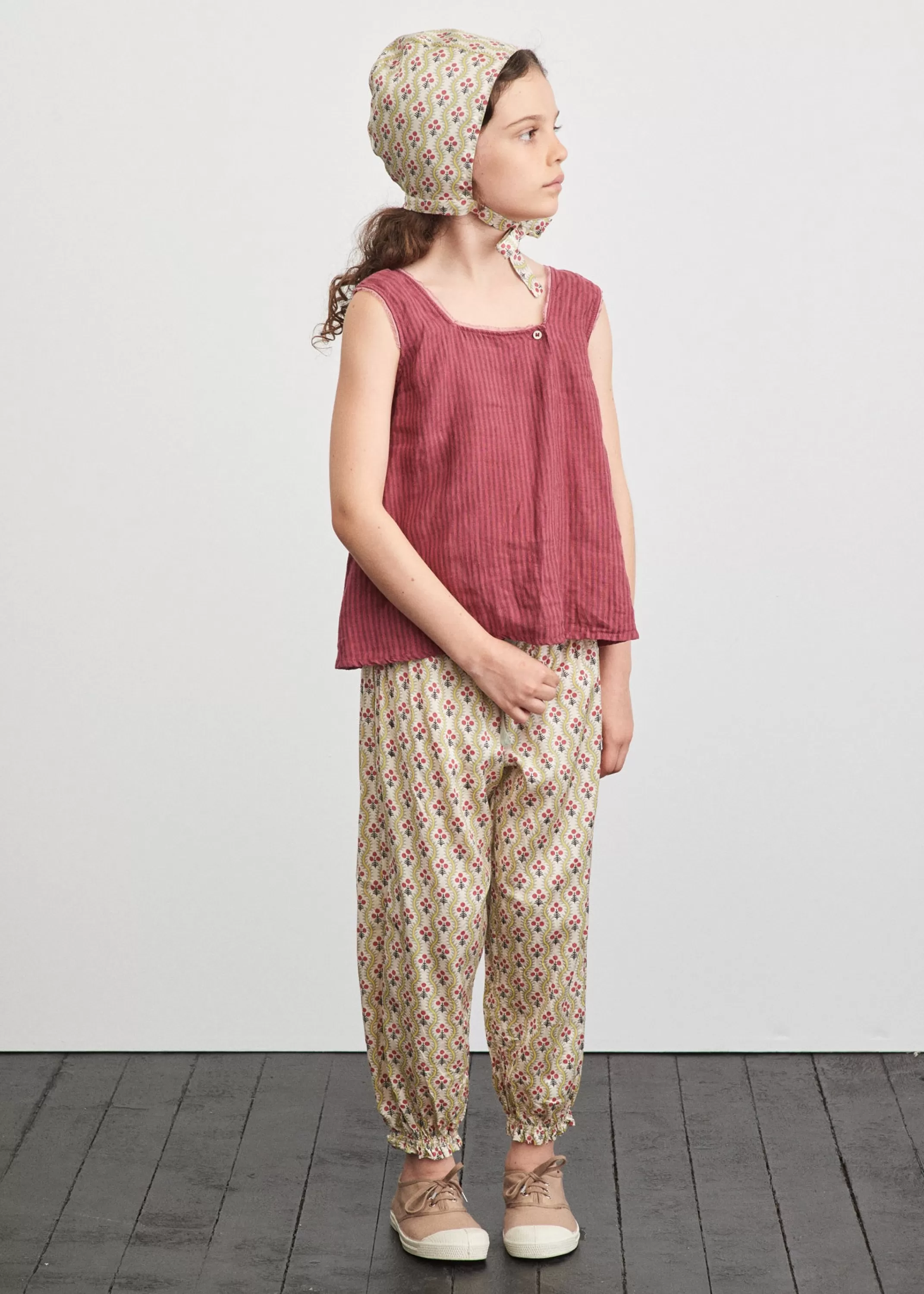 Trousers-CARAMEL Arnica Trouser - Trellis Flower Print