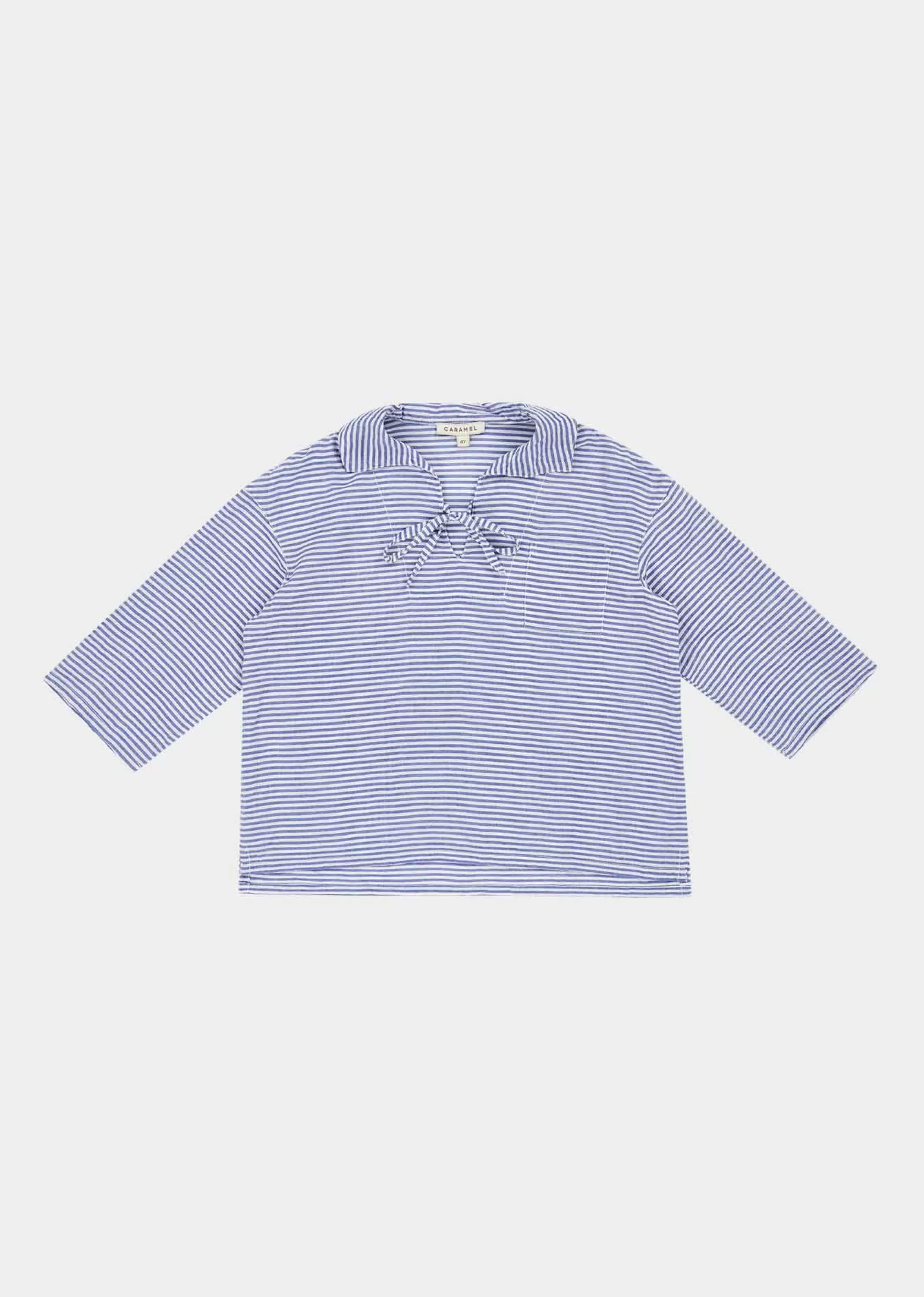 Tops-CARAMEL Artichoke Top Blue Stripe