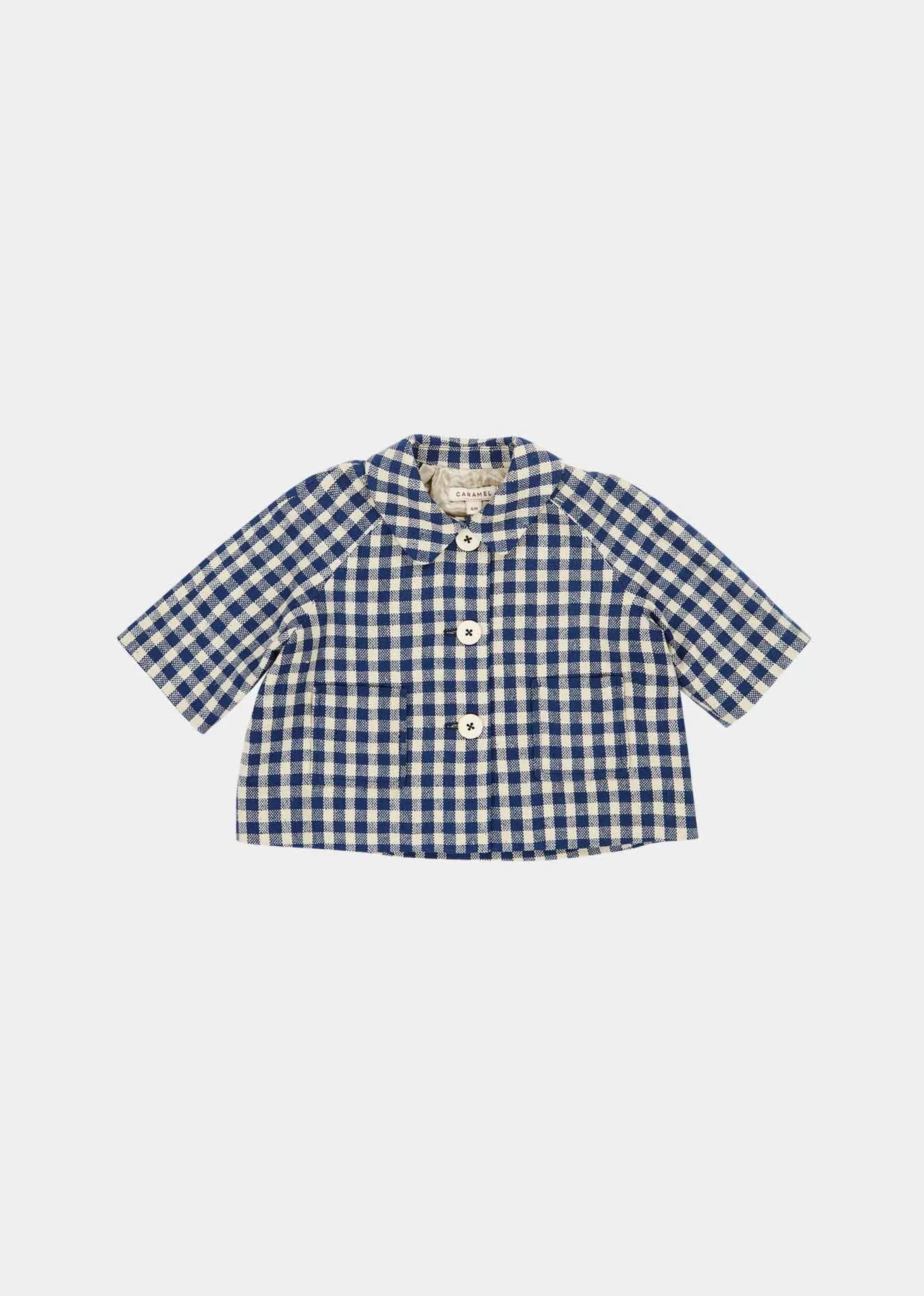 Coats & Jackets-CARAMEL Azuki Baby Coat - Navy Check