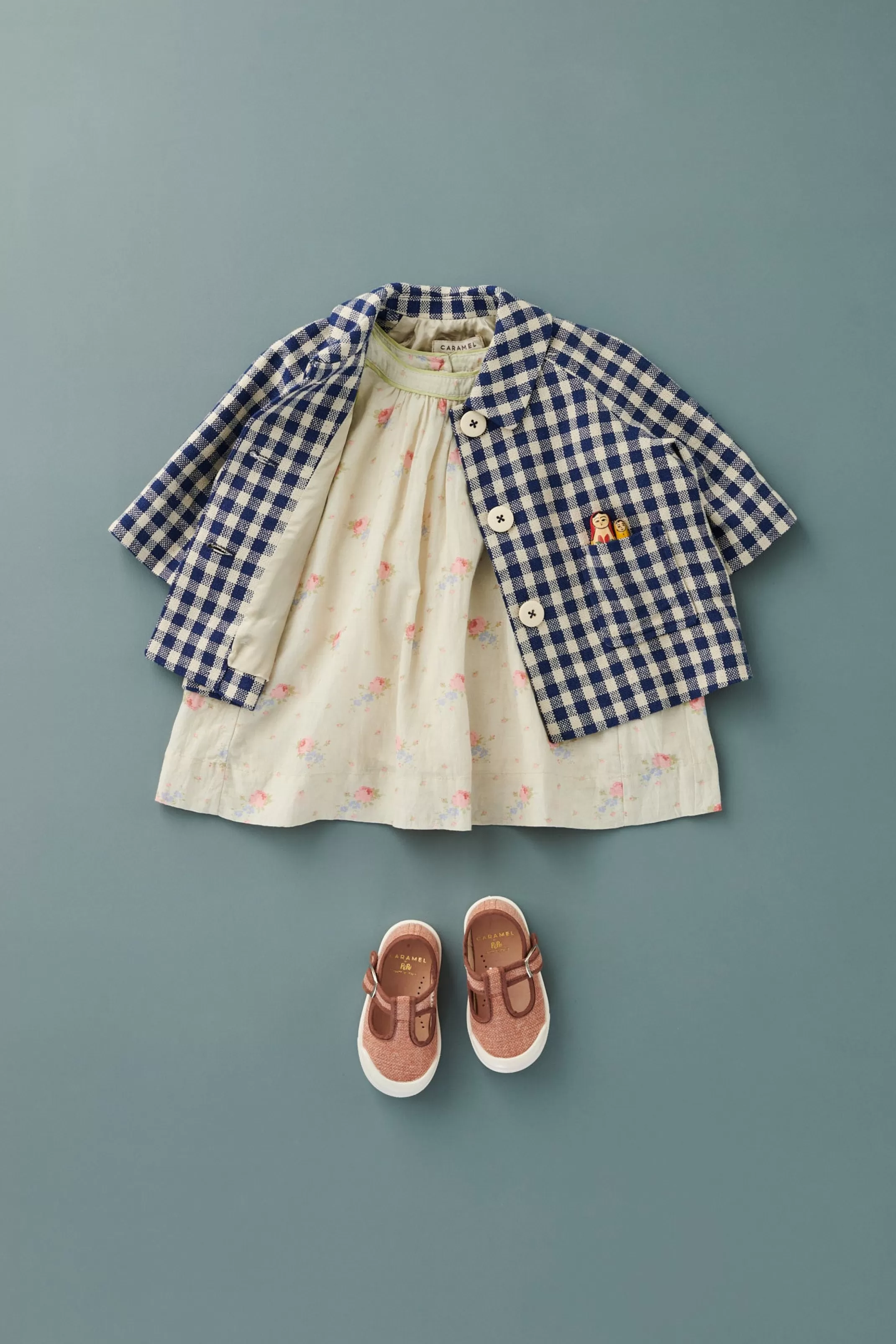 Coats & Jackets-CARAMEL Azuki Baby Coat - Navy Check