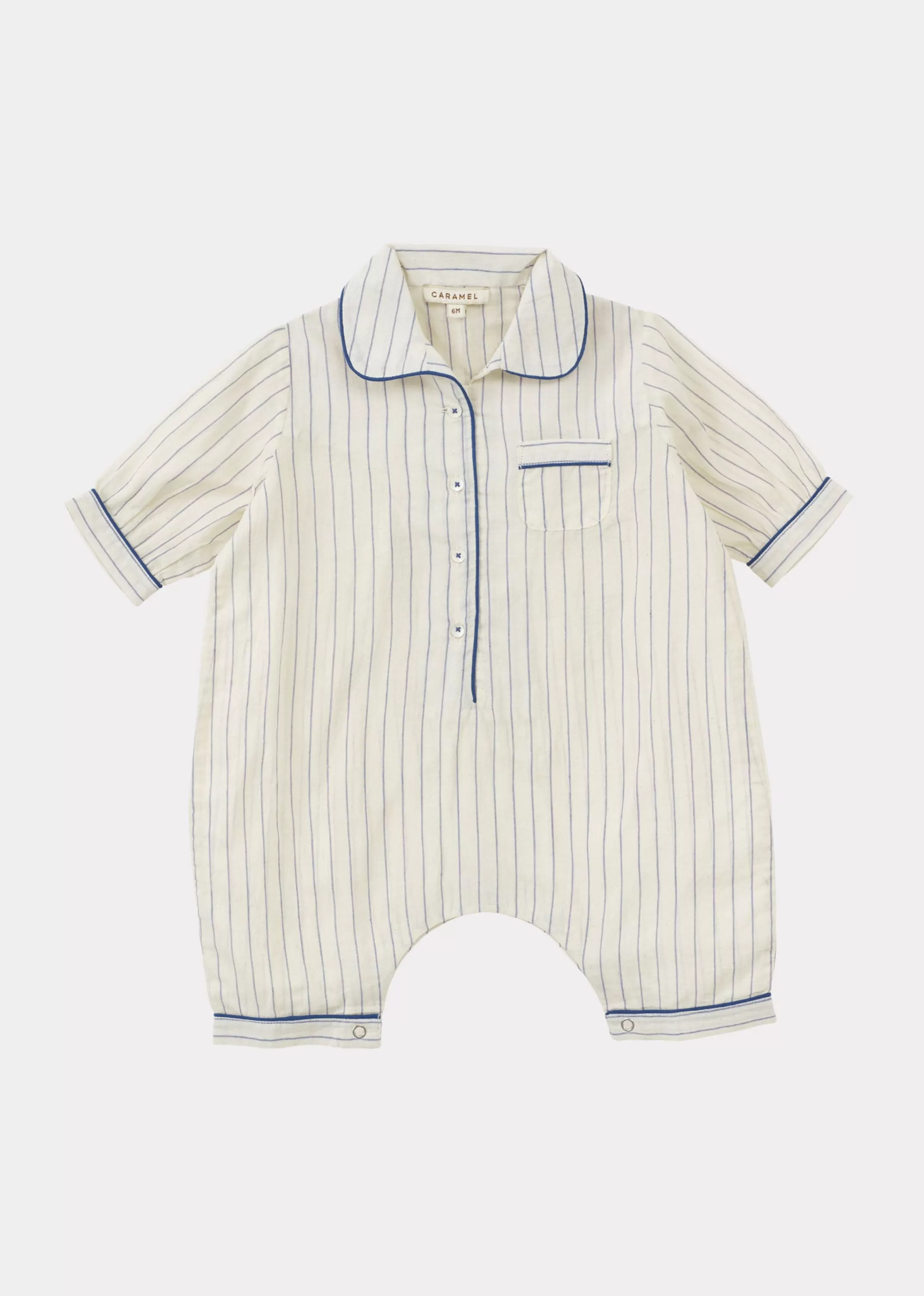 Nightwear-CARAMEL Baby Pyjama Ecru Blue Stripe