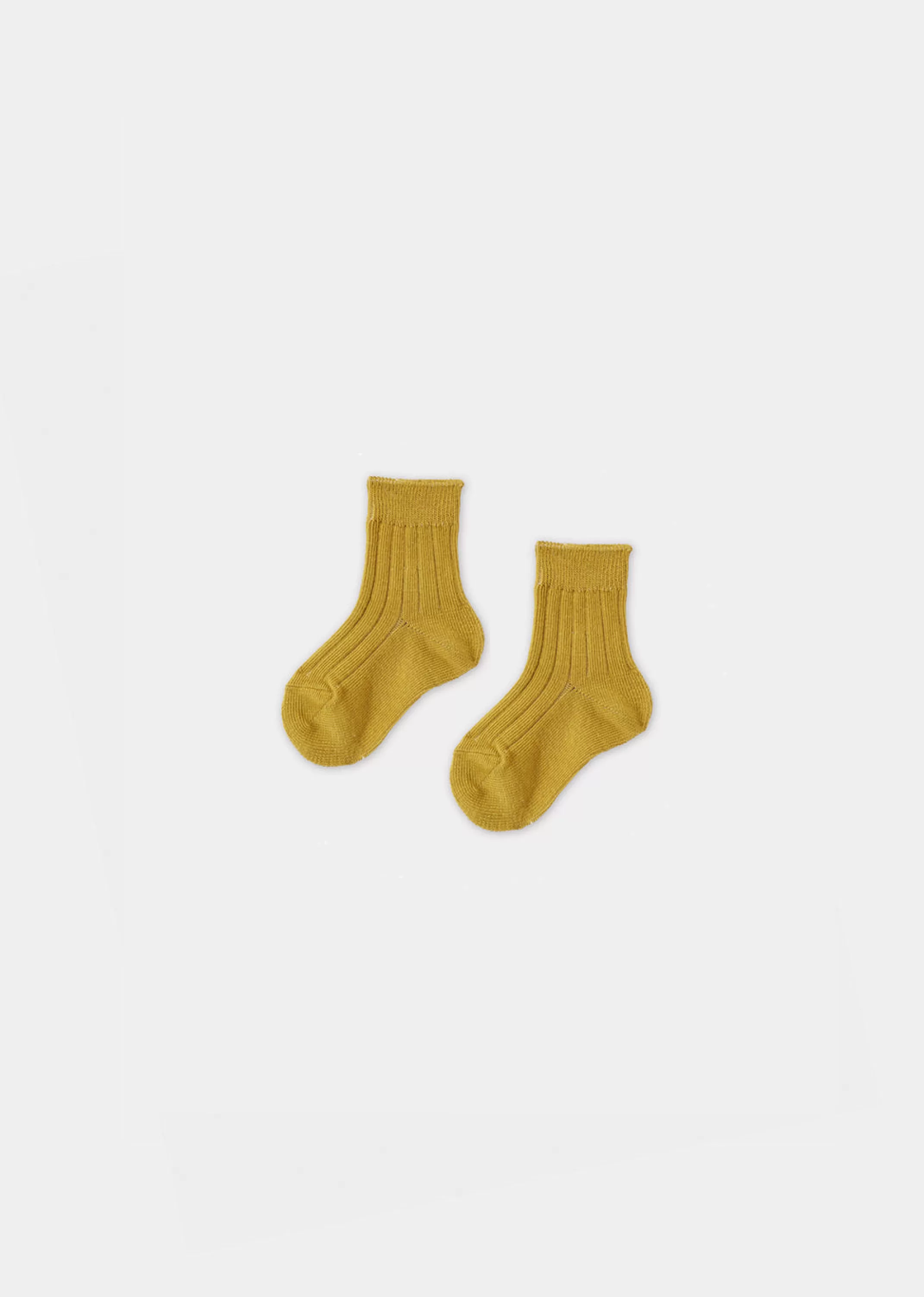 Socks-CARAMEL Baby Rib Ankle Socks Mustard