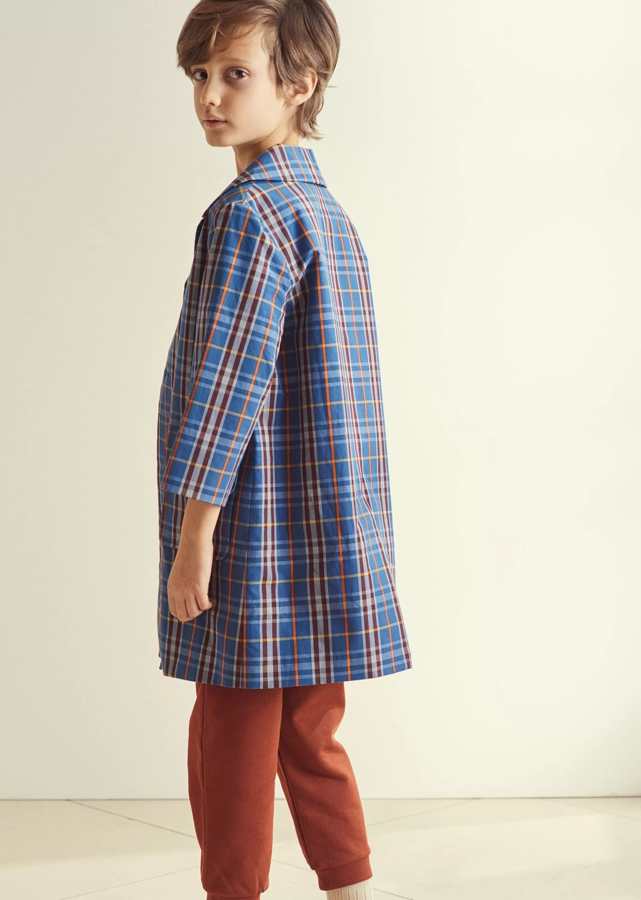 Coats & Jackets-CARAMEL Barracuda Coat - Blue Check