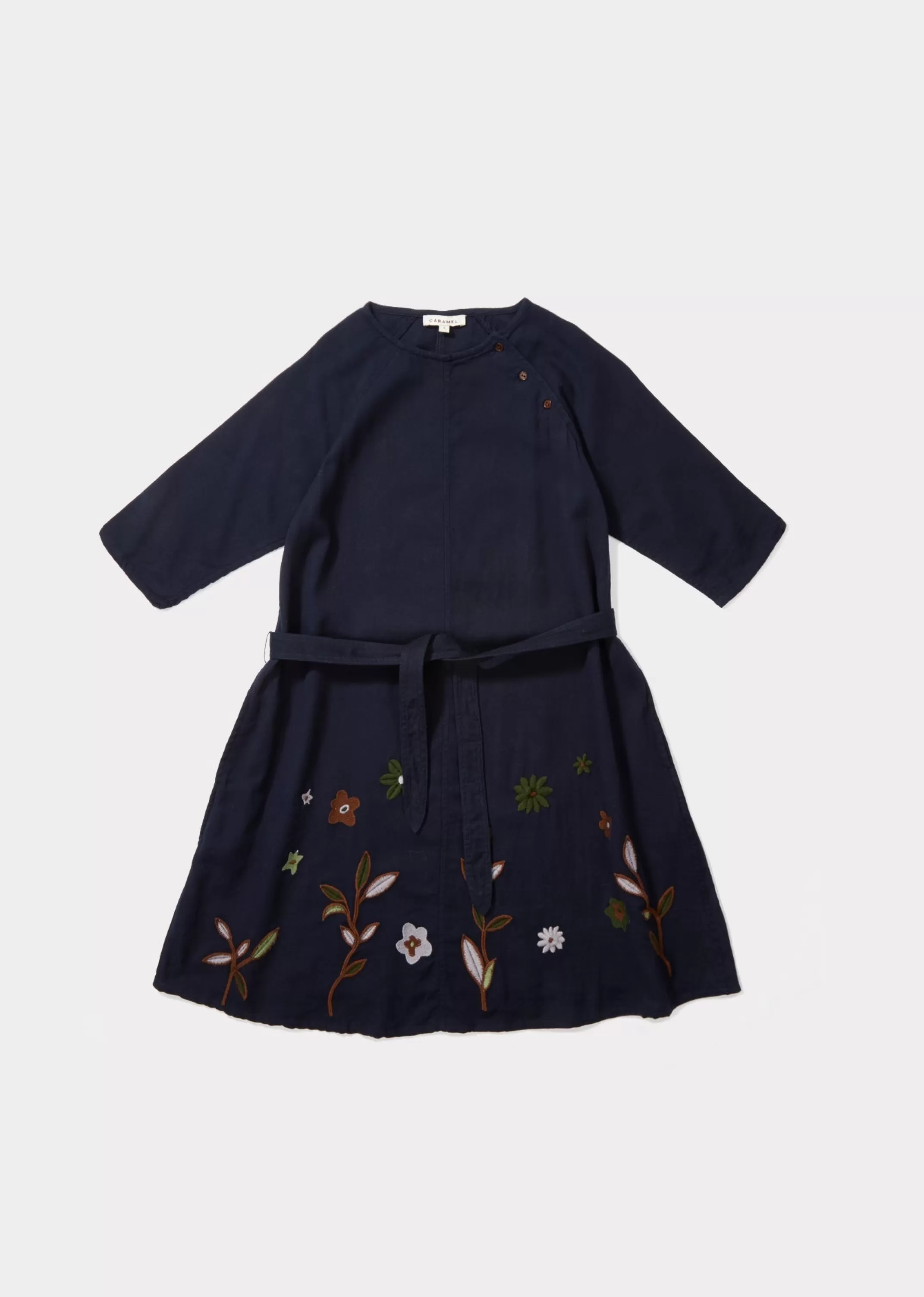 Dresses-CARAMEL Belsay Embroidered Dress Navy