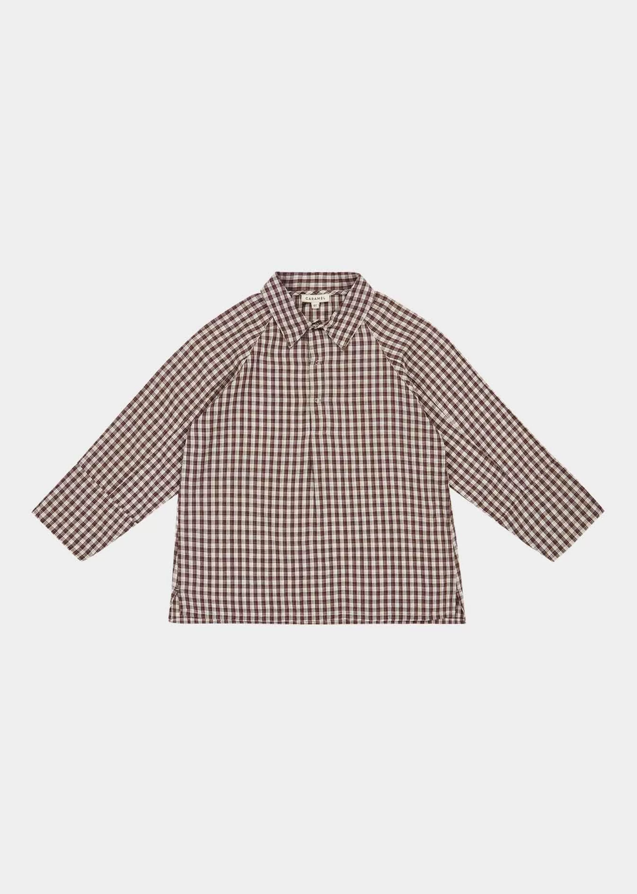 Tops-CARAMEL Burdock Shirt Chocolate Check