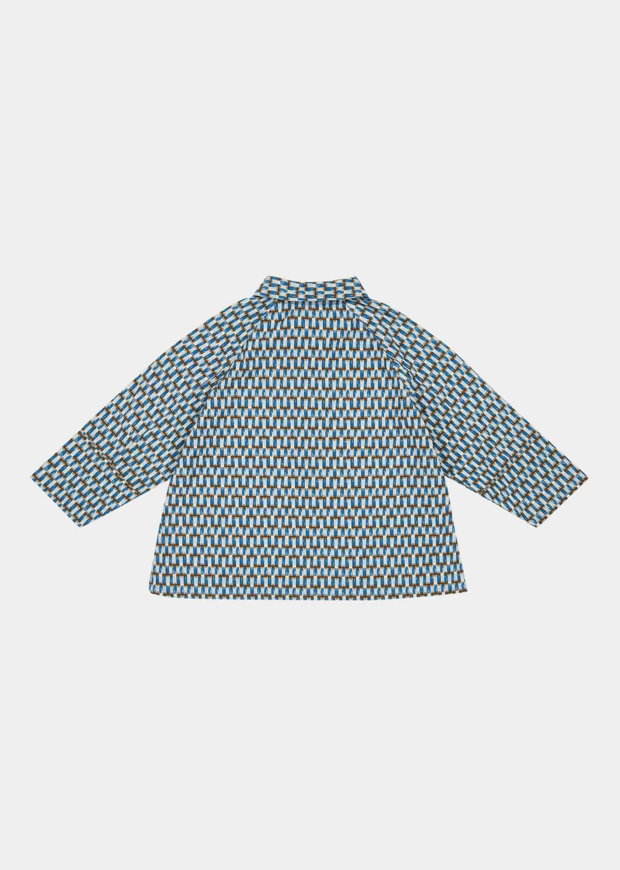 Tops-CARAMEL Burdock Shirt Blue Geo Print