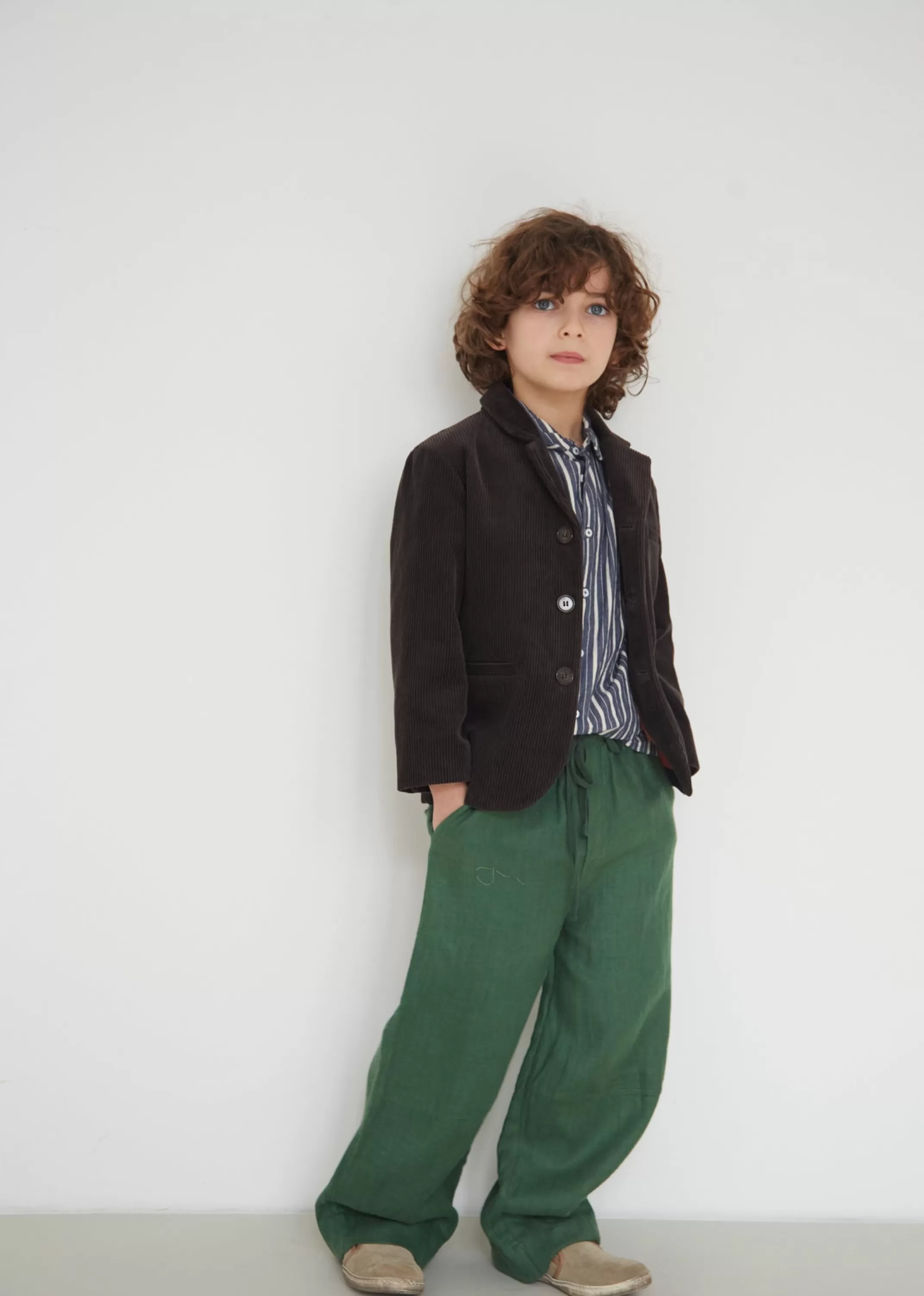 Trousers-CARAMEL Caper Kids Trouser - Emerald Green