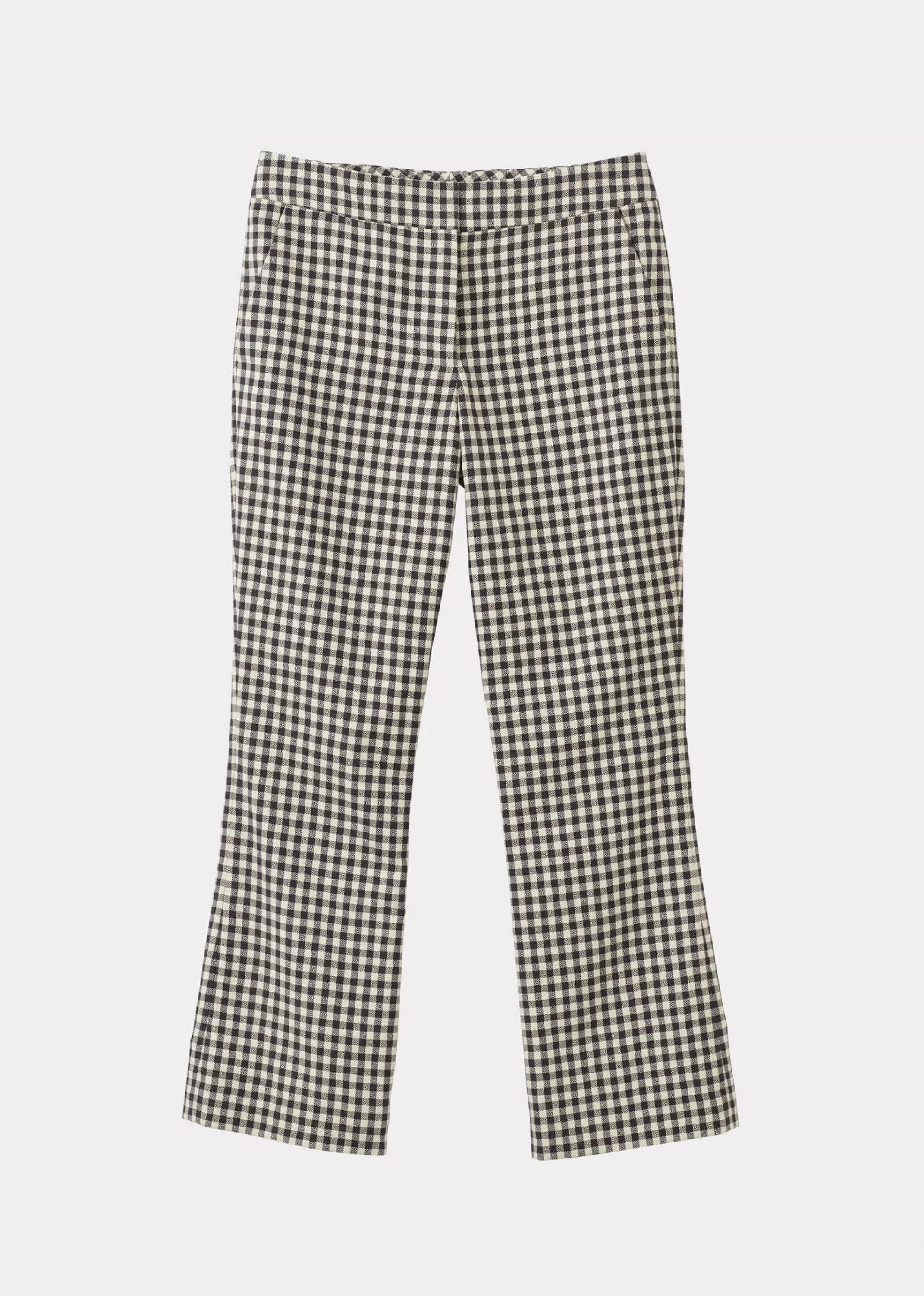 Trousers-CARAMEL Flared Trouser - Navy Check