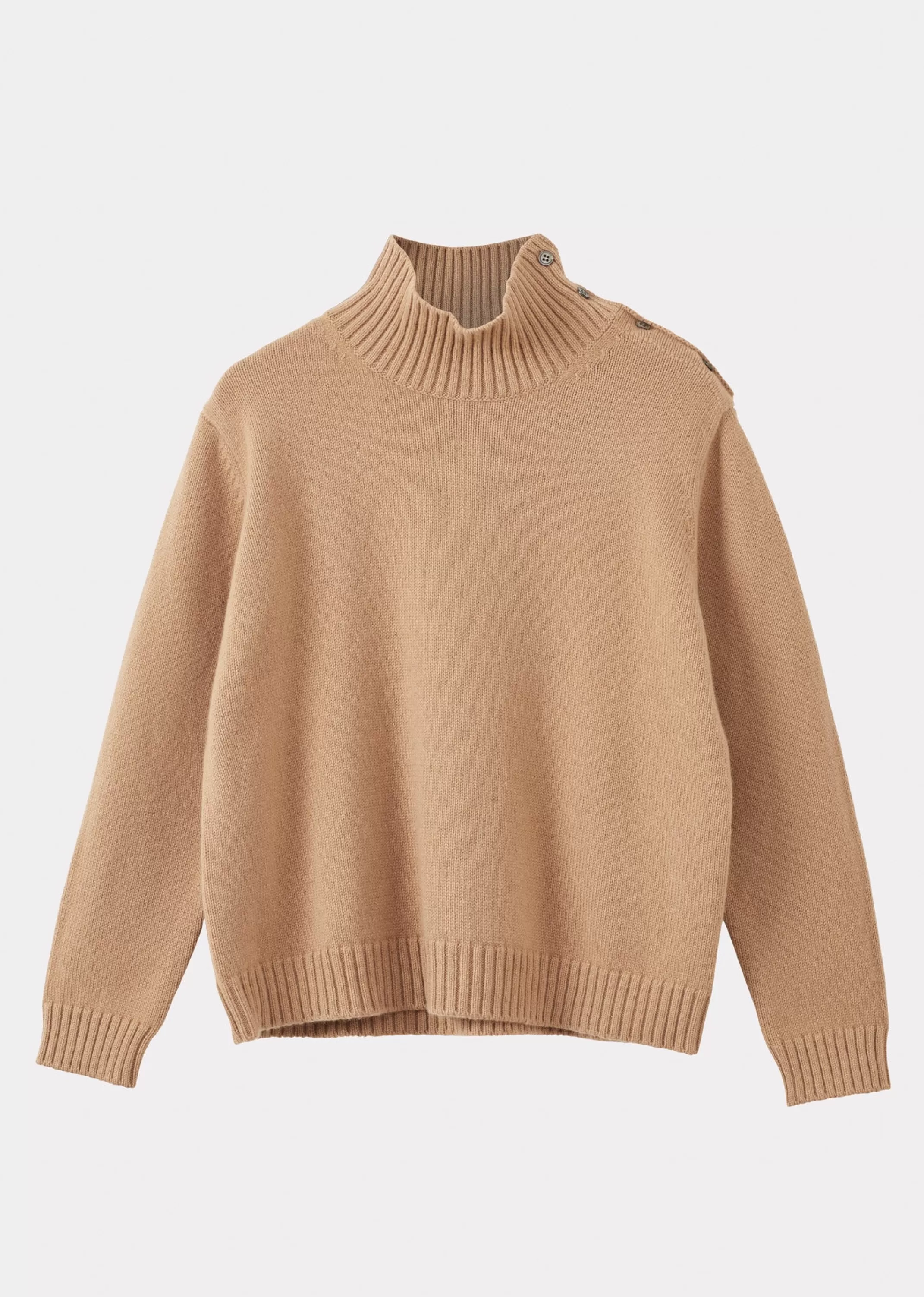 Tops-CARAMEL High Neck Jumper - Camel