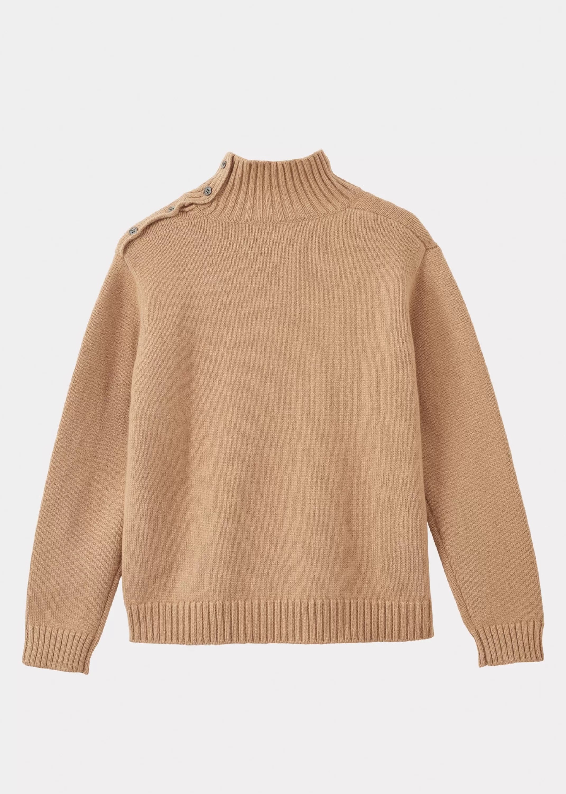 Tops-CARAMEL High Neck Jumper - Camel