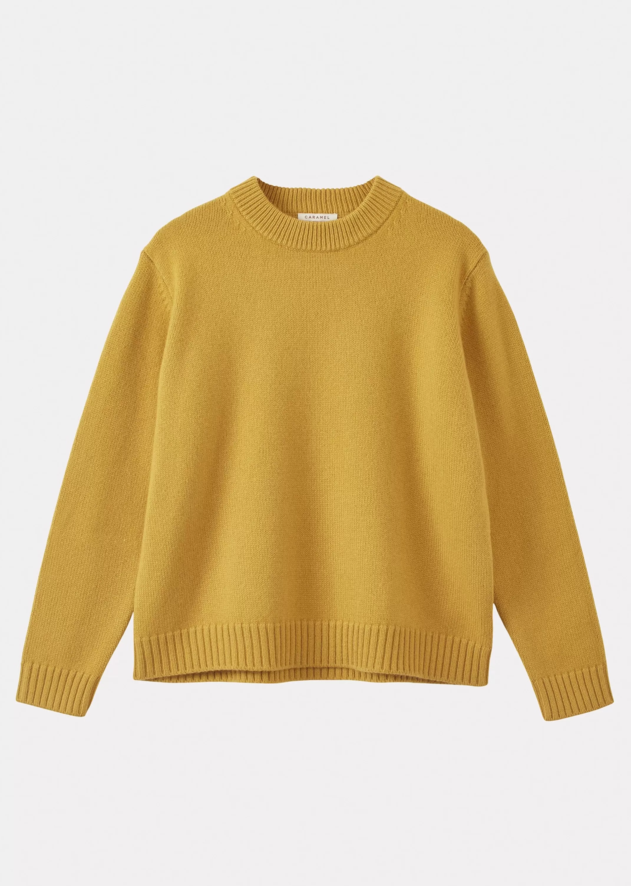 Tops-CARAMEL Low Rib Jumper - Mustard