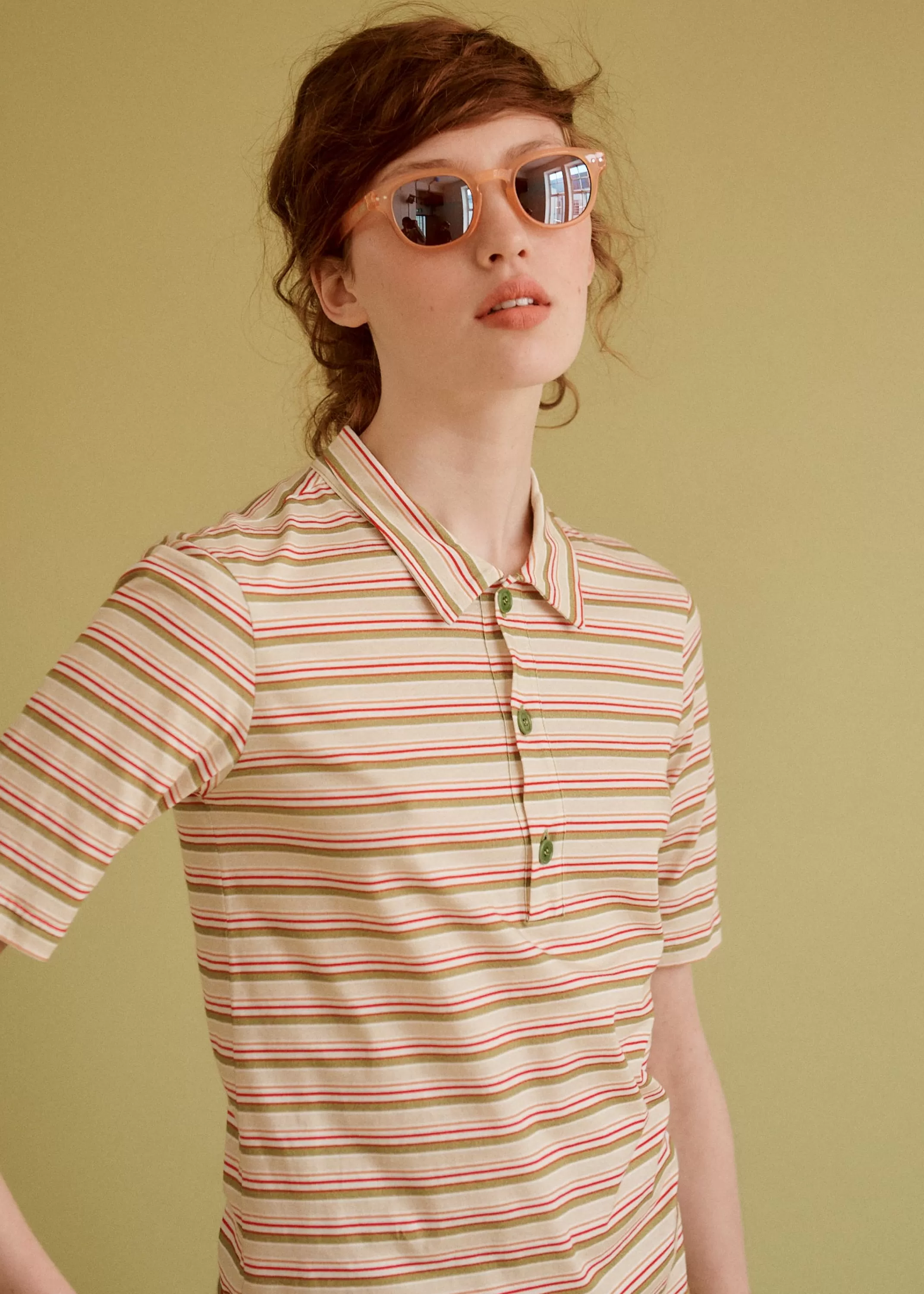 Tops-CARAMEL Polo T-Shirt - Multi Stripe