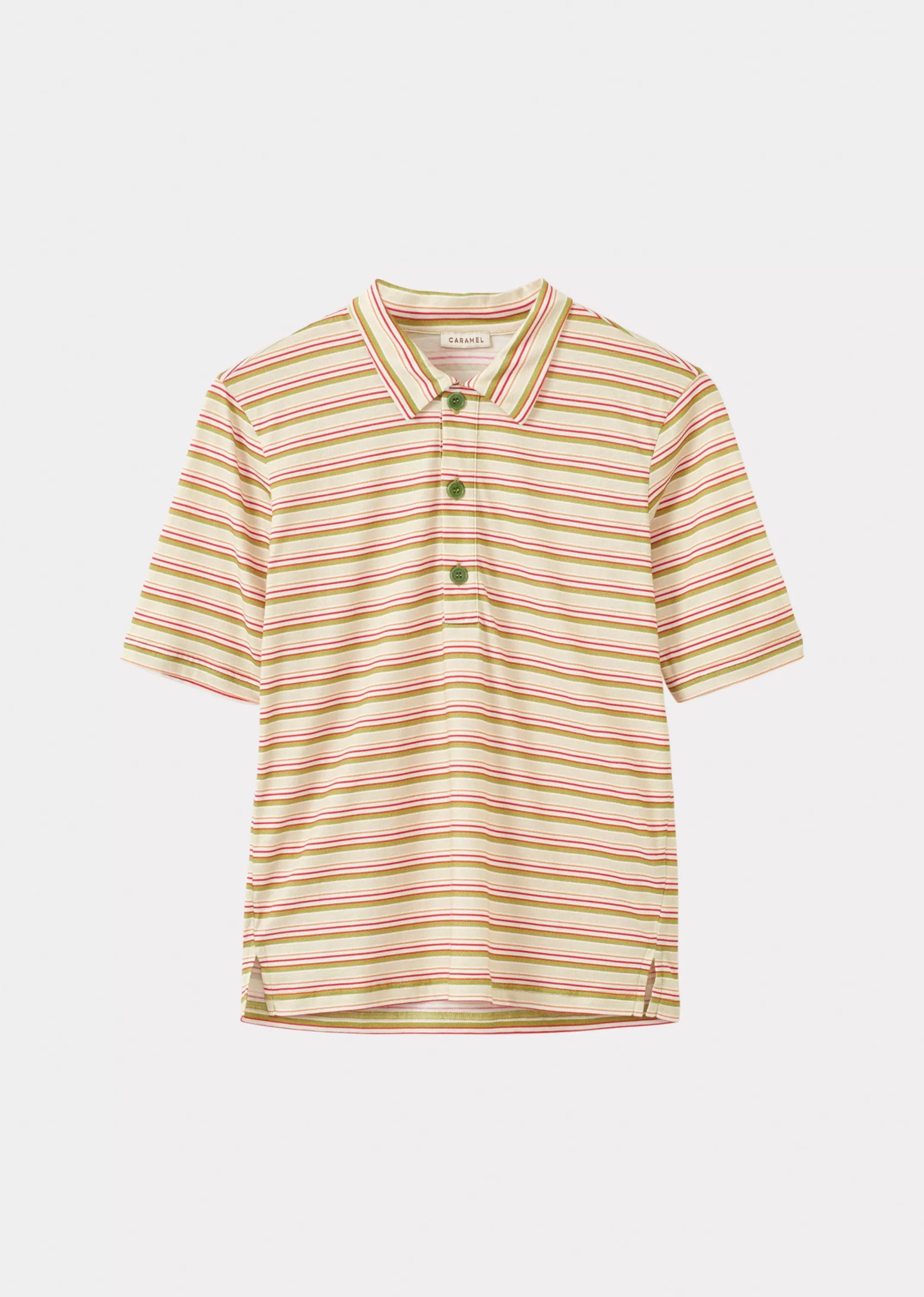 Tops-CARAMEL Polo T-Shirt - Multi Stripe