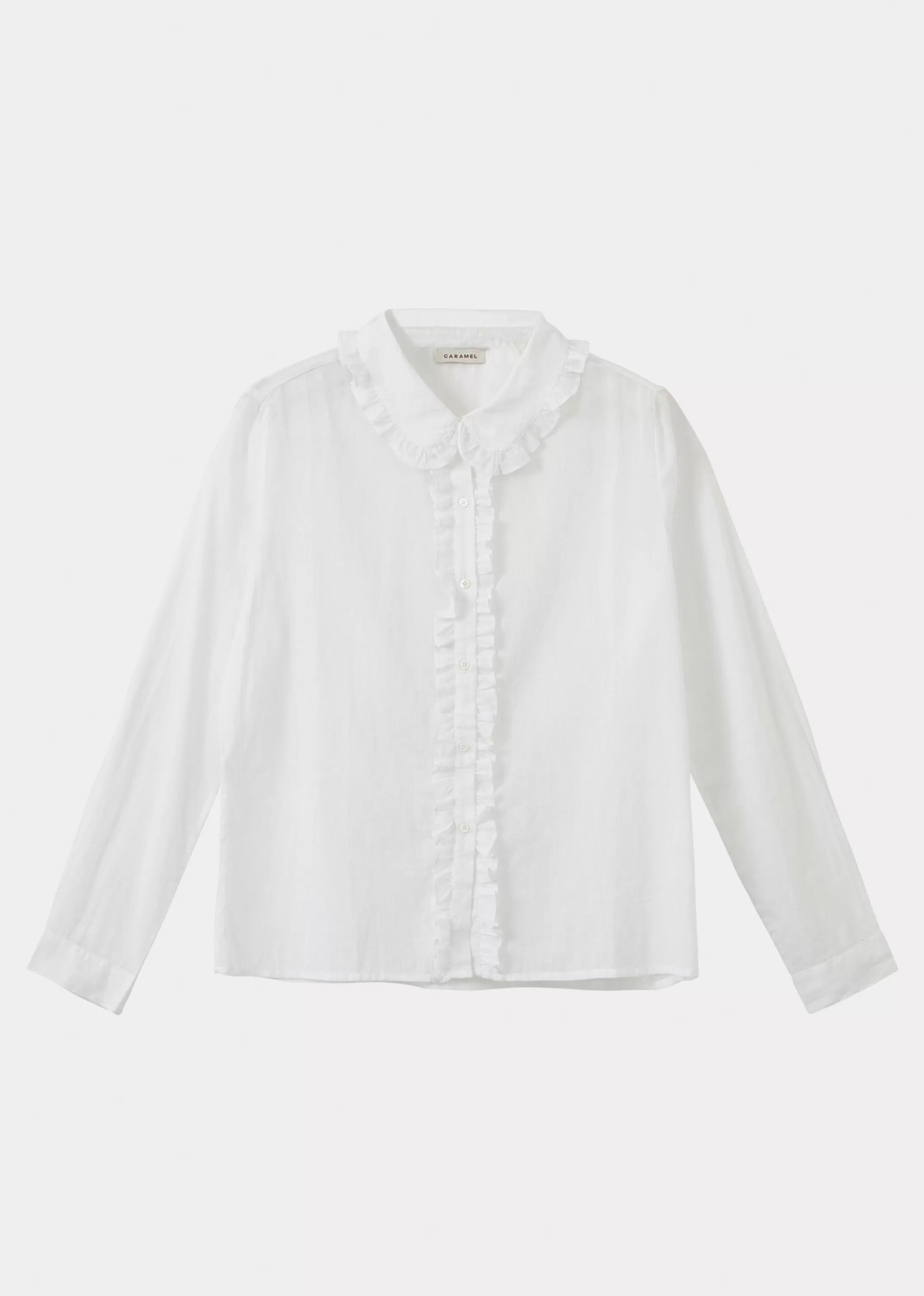 Tops-CARAMEL Ruffle Shirt White