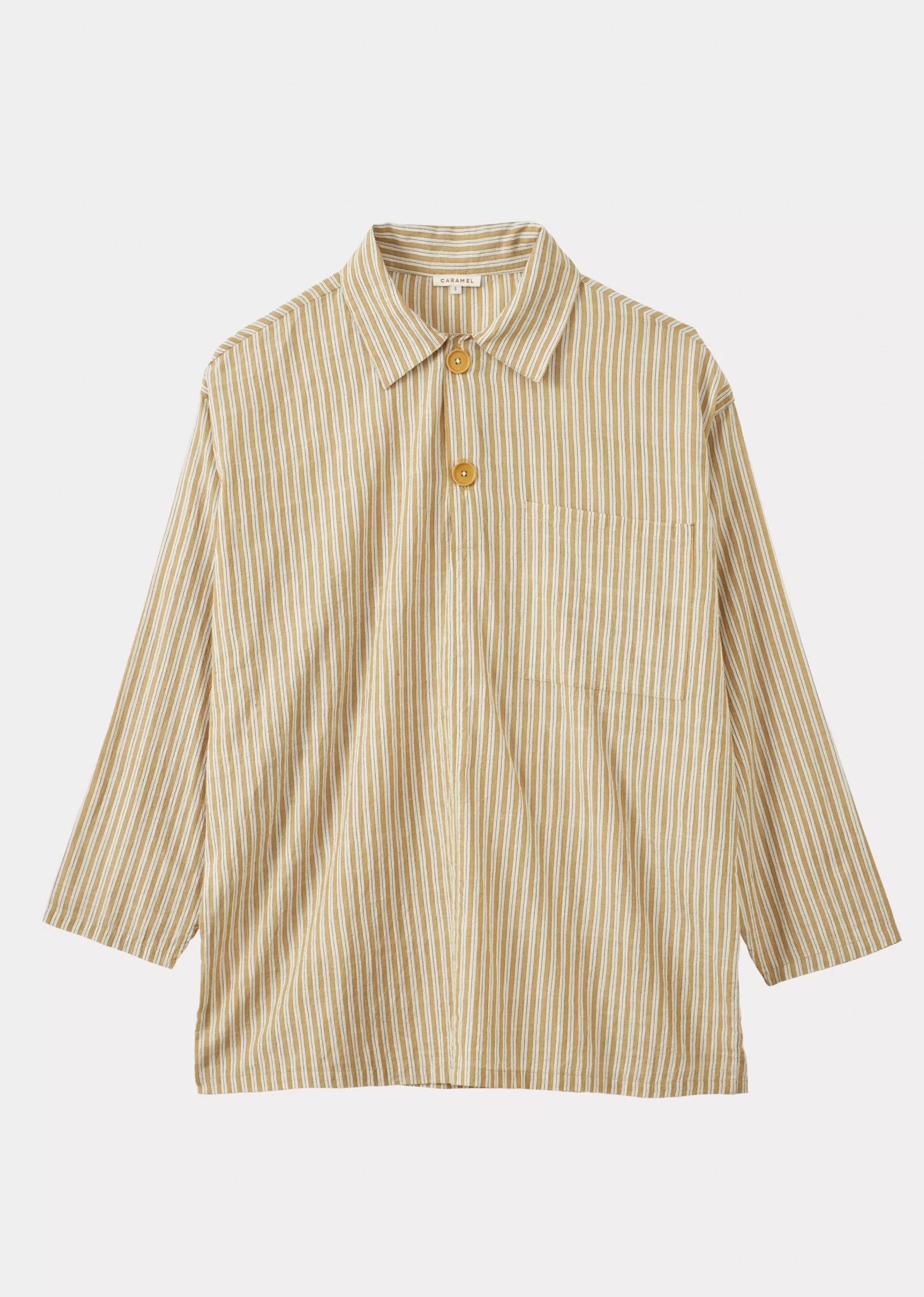 Tops-CARAMEL Stripe Shirt - Mustard Stripe