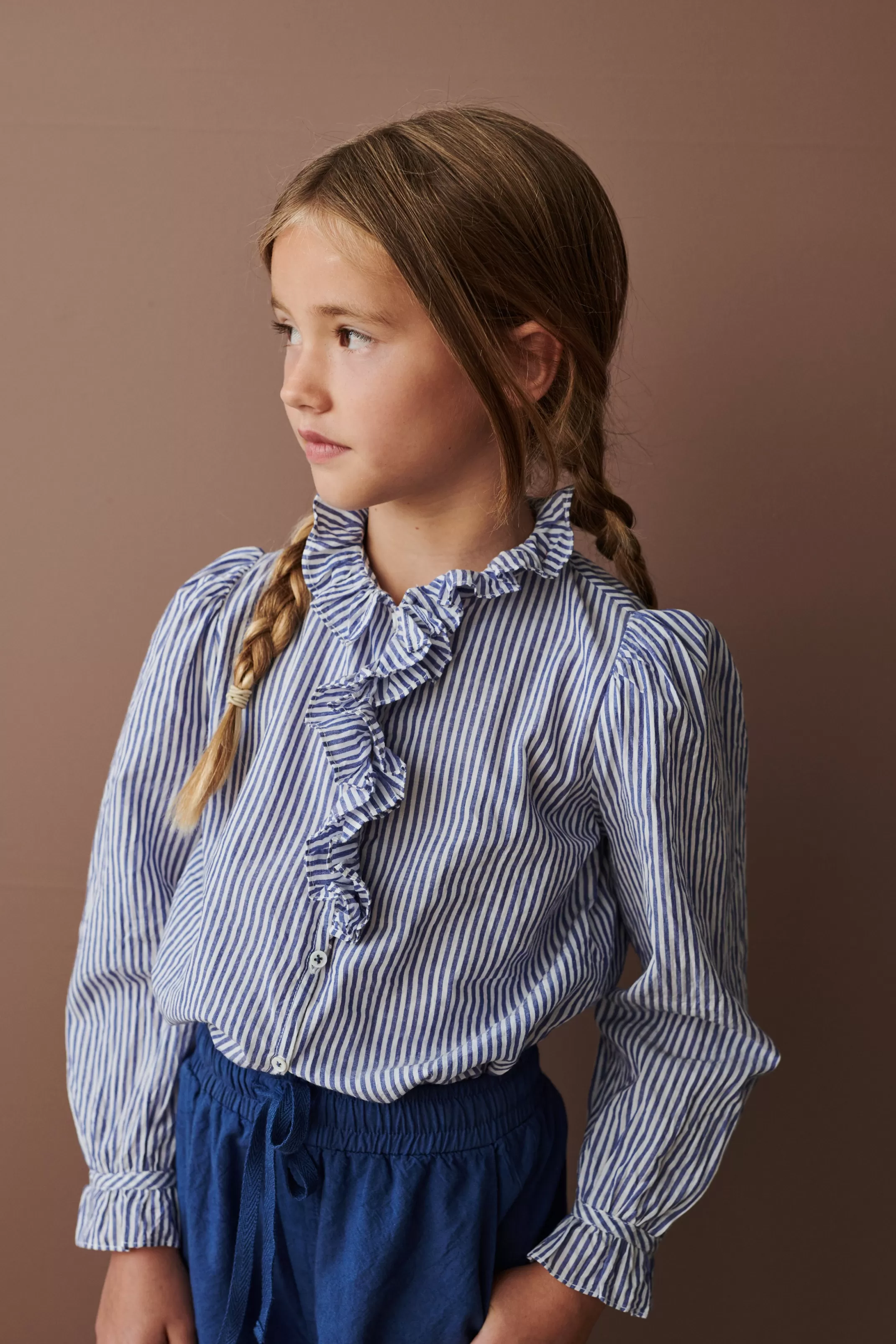 Tops-CARAMEL Cauliflower Blouse Blue Stripe