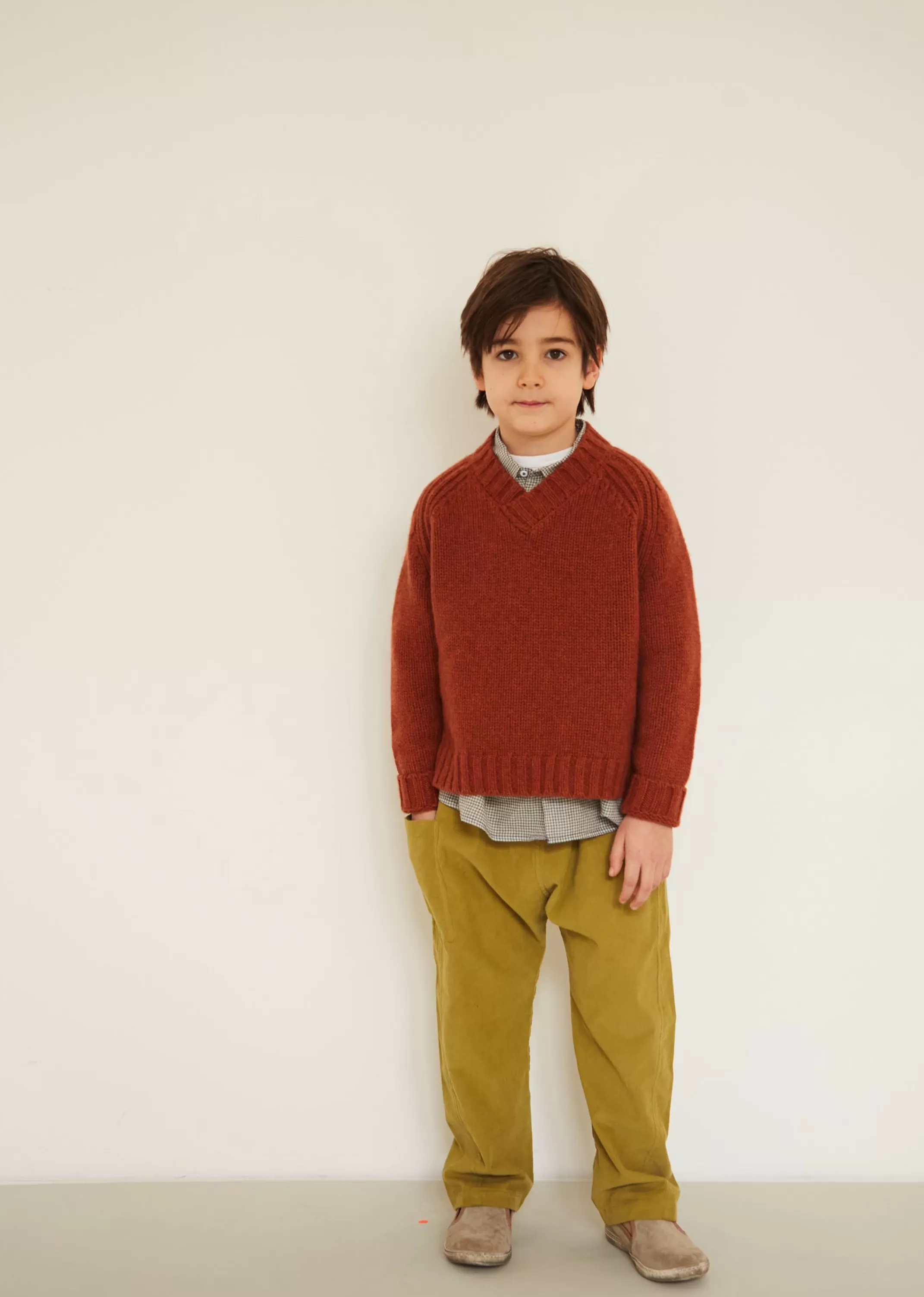 Trousers-CARAMEL Chestnut Kids Trouser Lime