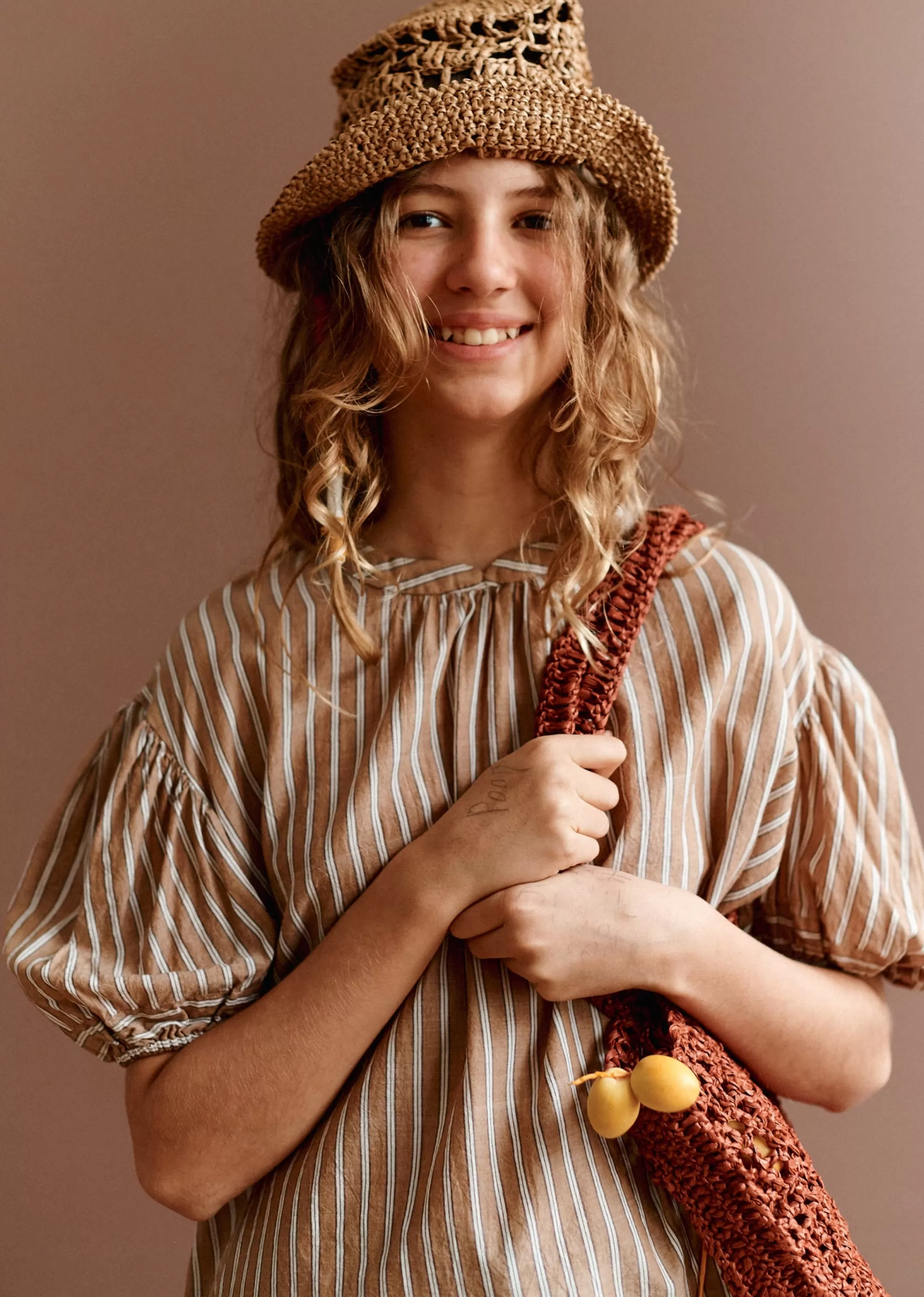 Tops-CARAMEL Chicory Blouse Teen - Beige Stripe