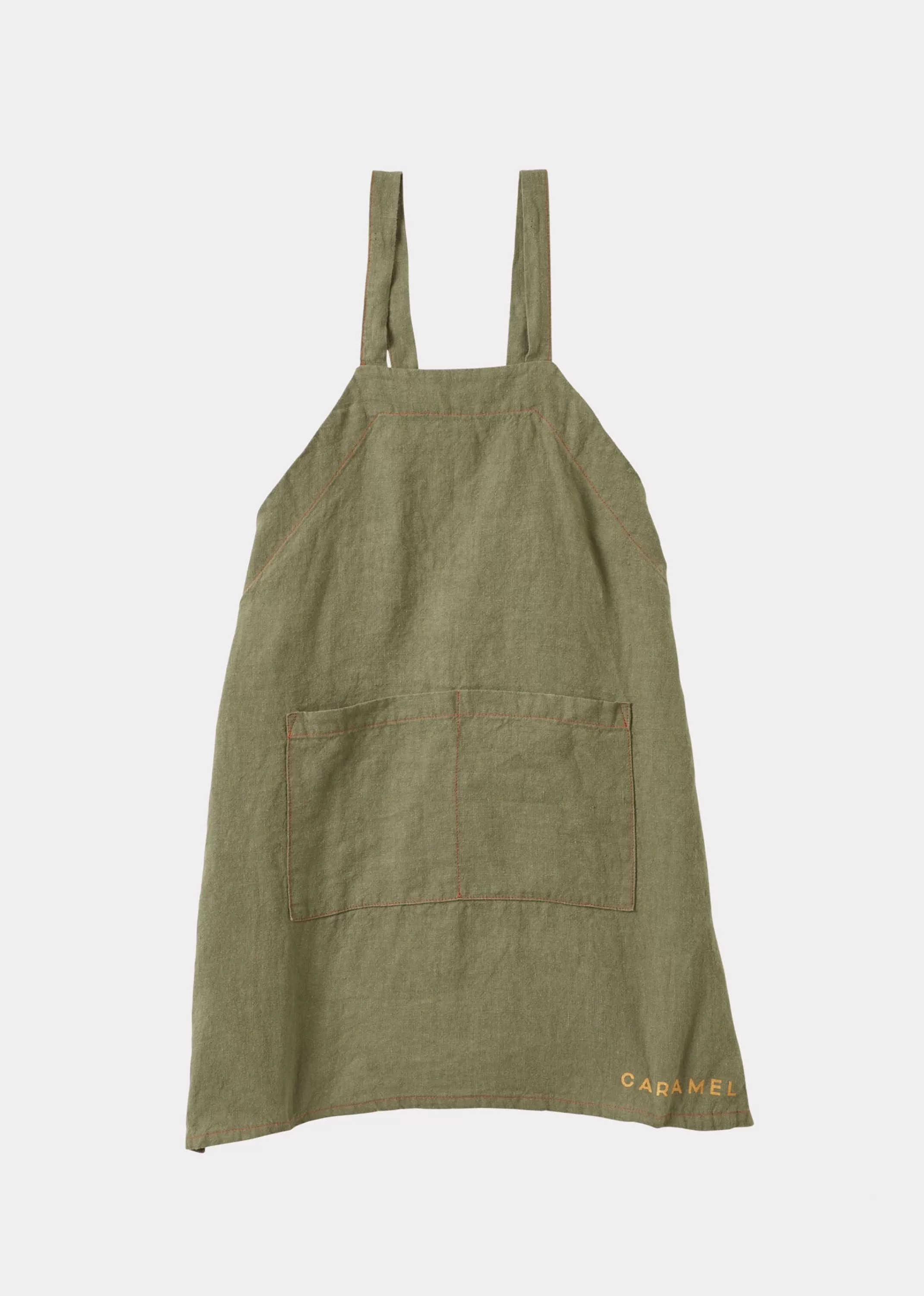 Kitchenware-CARAMEL Child Linen Apron Khaki Green