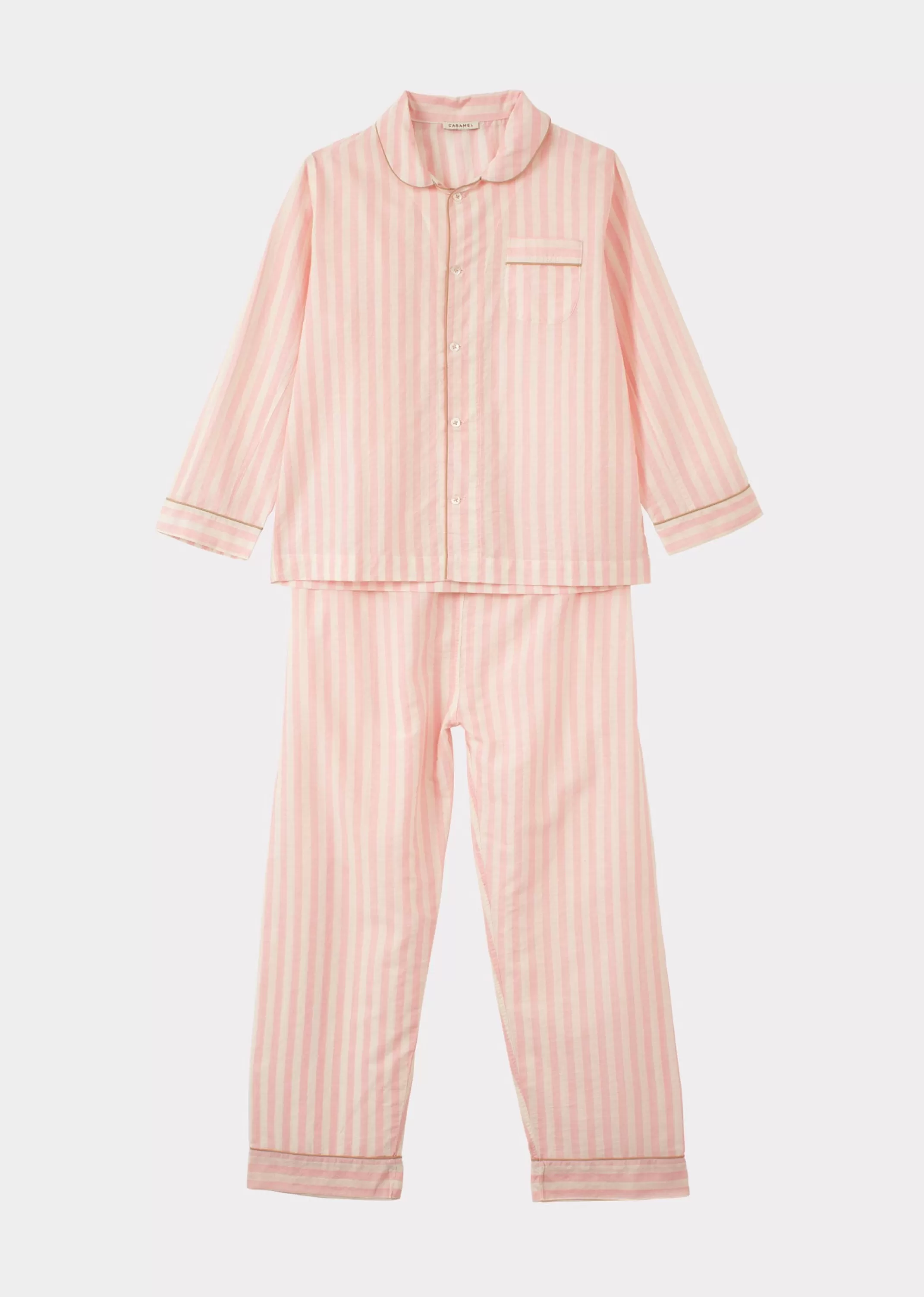 Nightwear-CARAMEL Child Pyjama Set Candy Pink Stripe