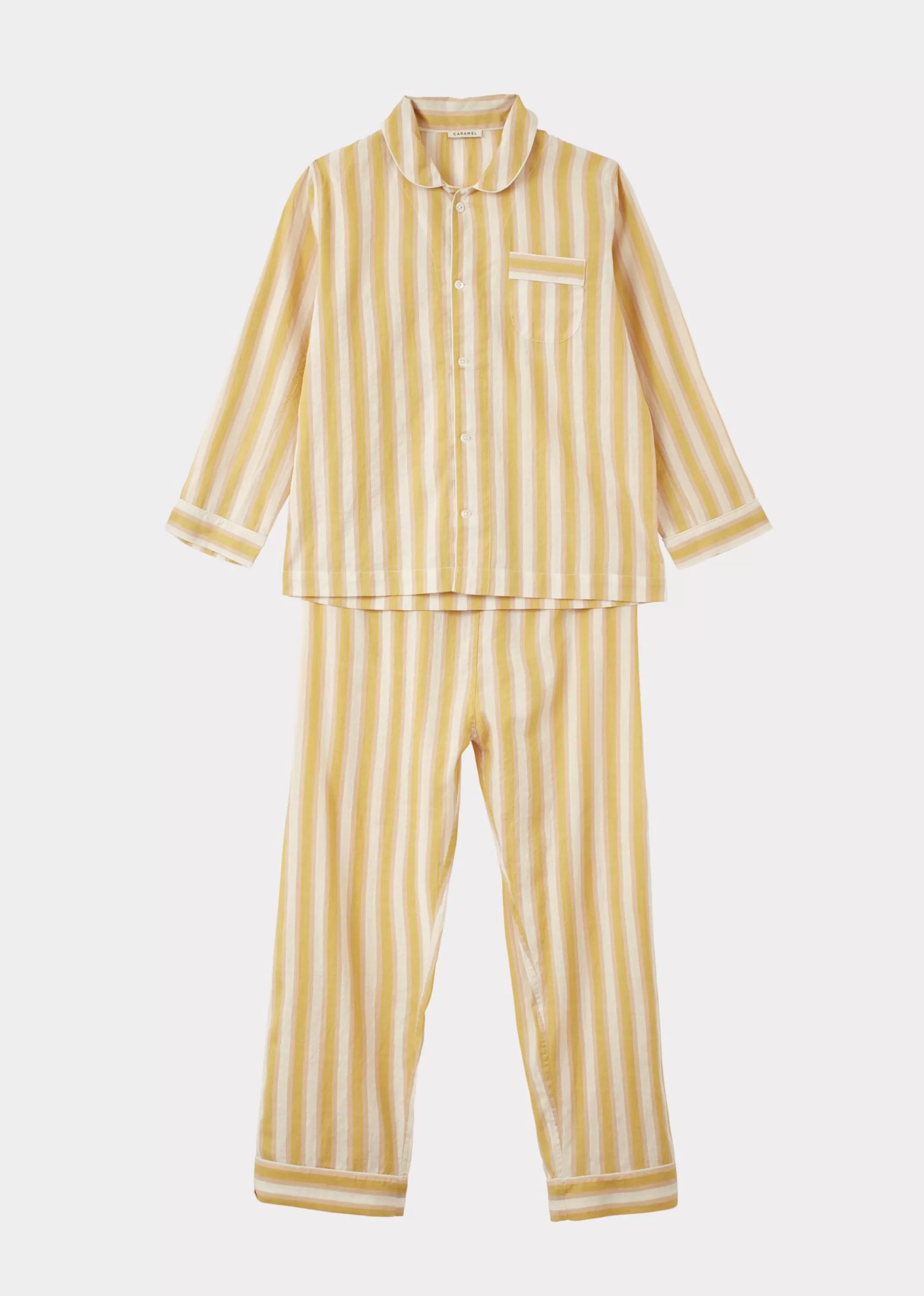 Nightwear-CARAMEL Child Pyjama Set Yellow Stripe