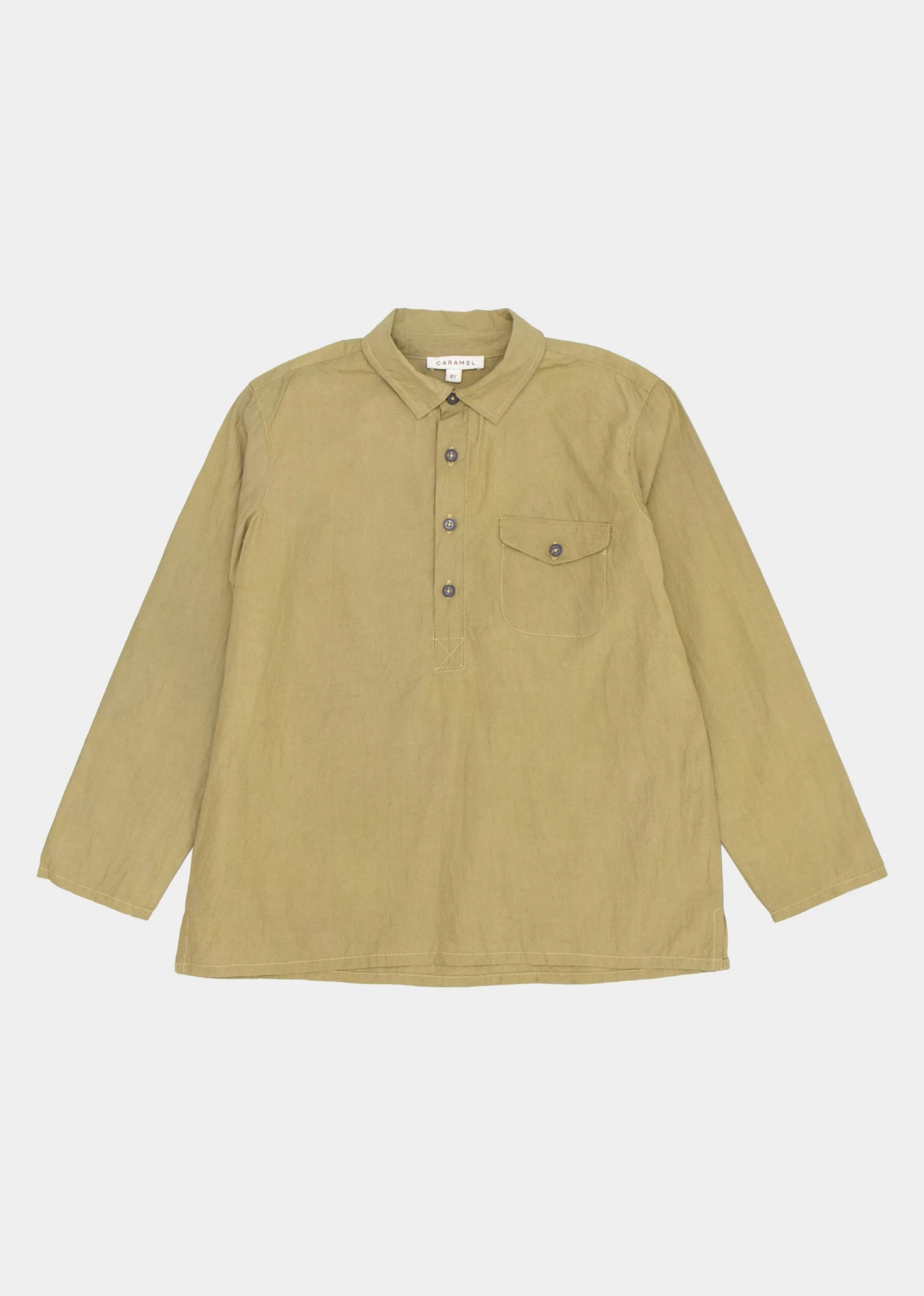 Tops-CARAMEL Elbert Kids Shirt Light Khaki