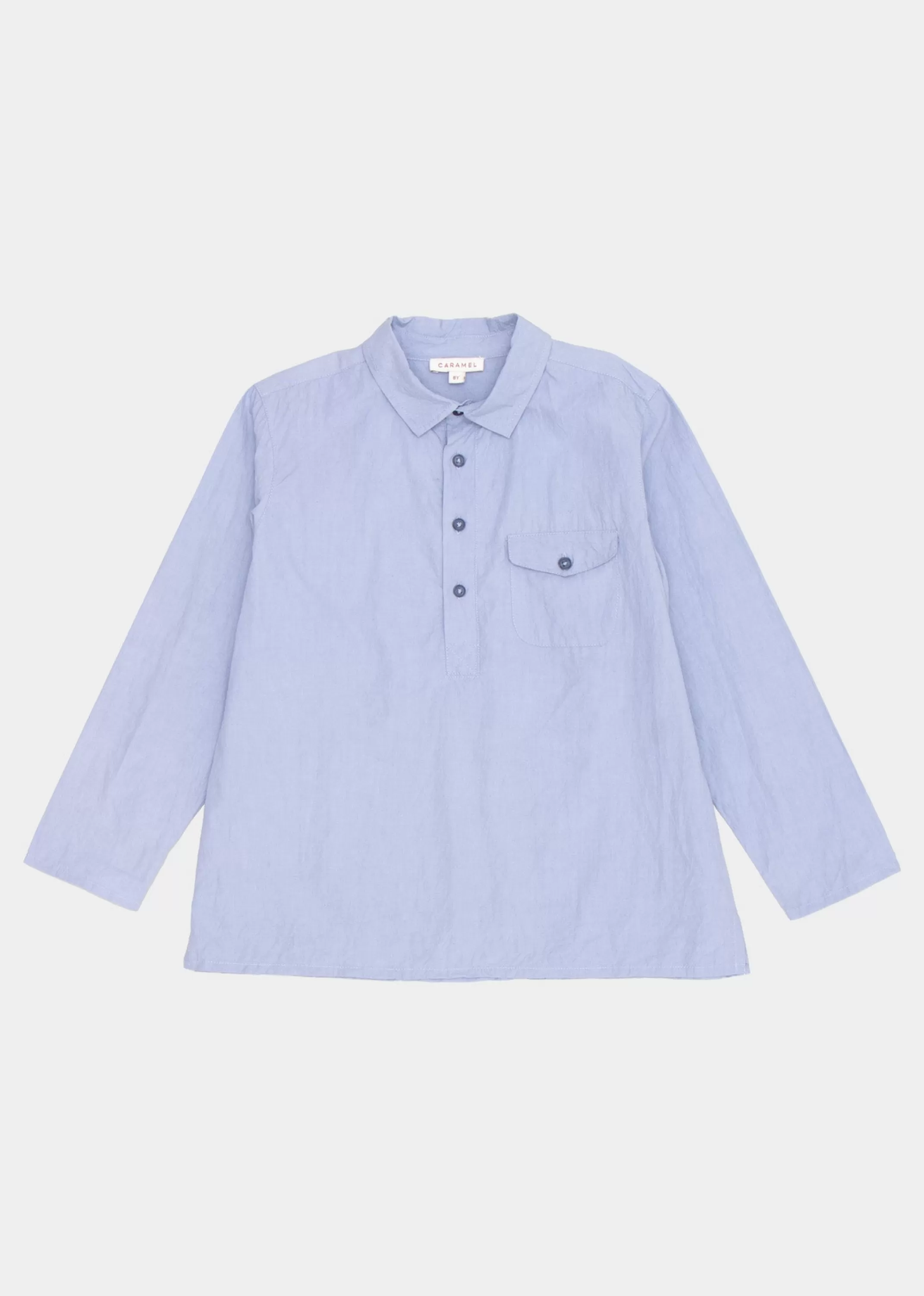 Tops-CARAMEL Elbert Kids Shirt Slate Blue