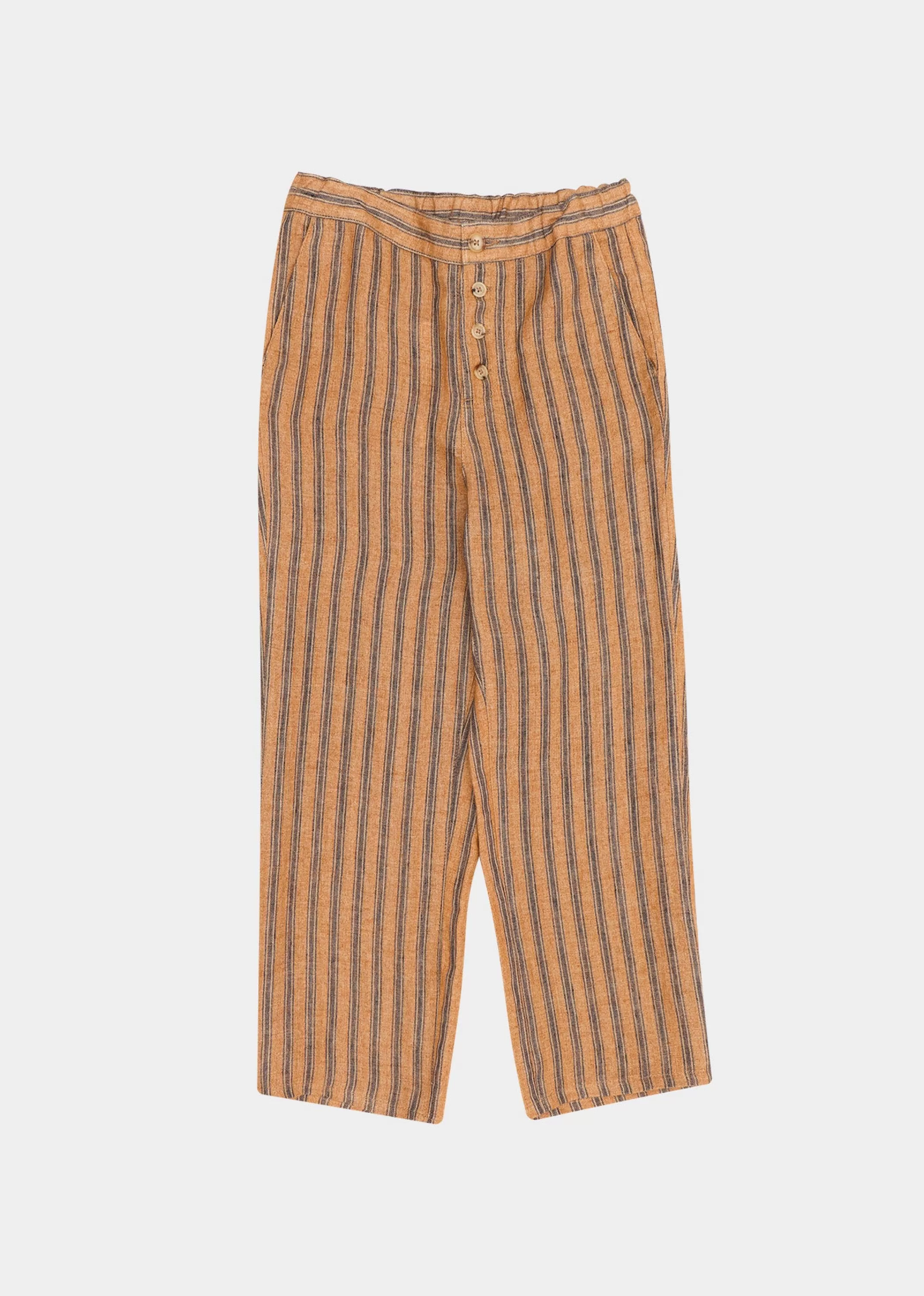 Trousers-CARAMEL Erodium Trouser Mustard Stripe