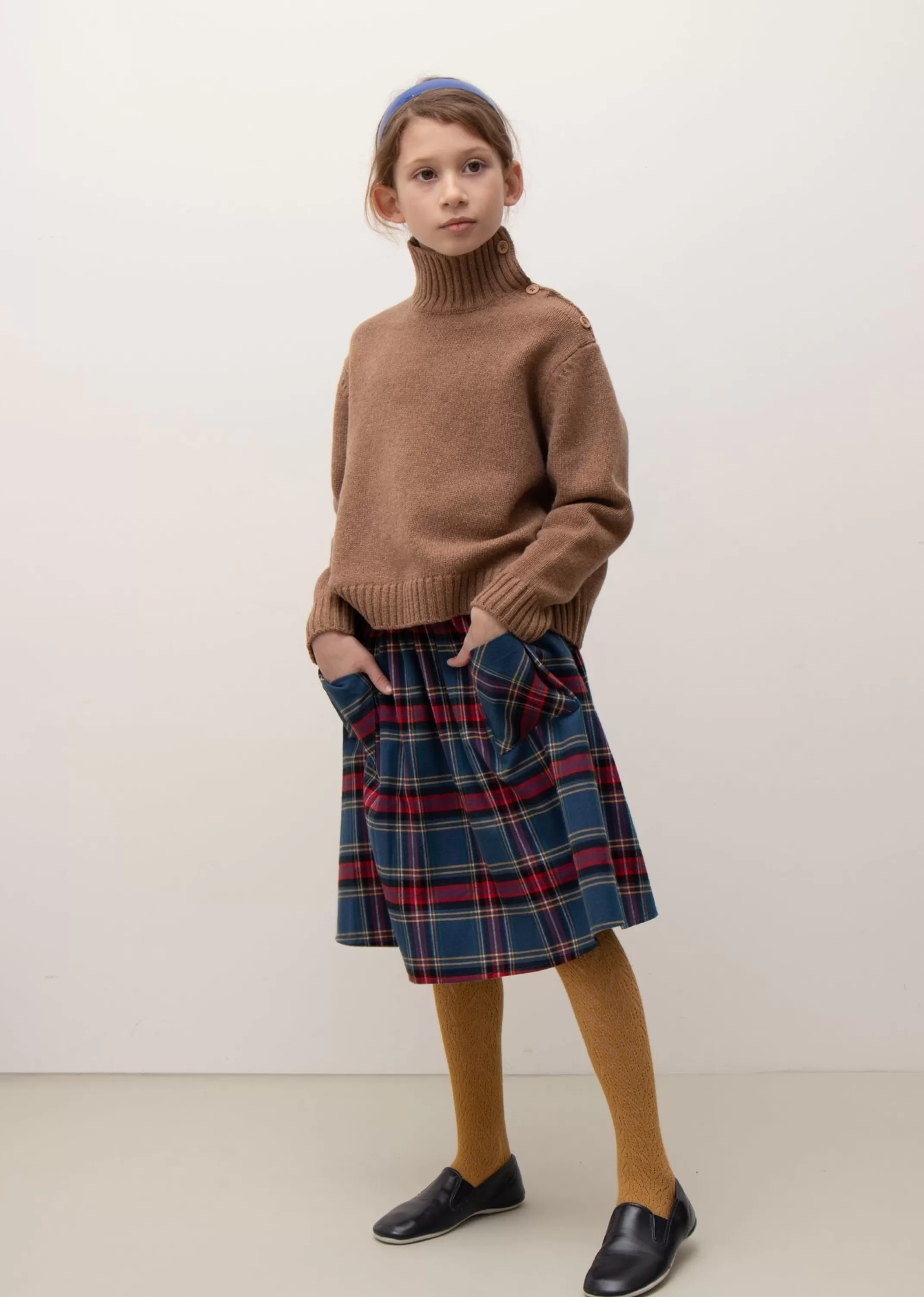 Skirts-CARAMEL Glava Girl Skirt Blue Tartan