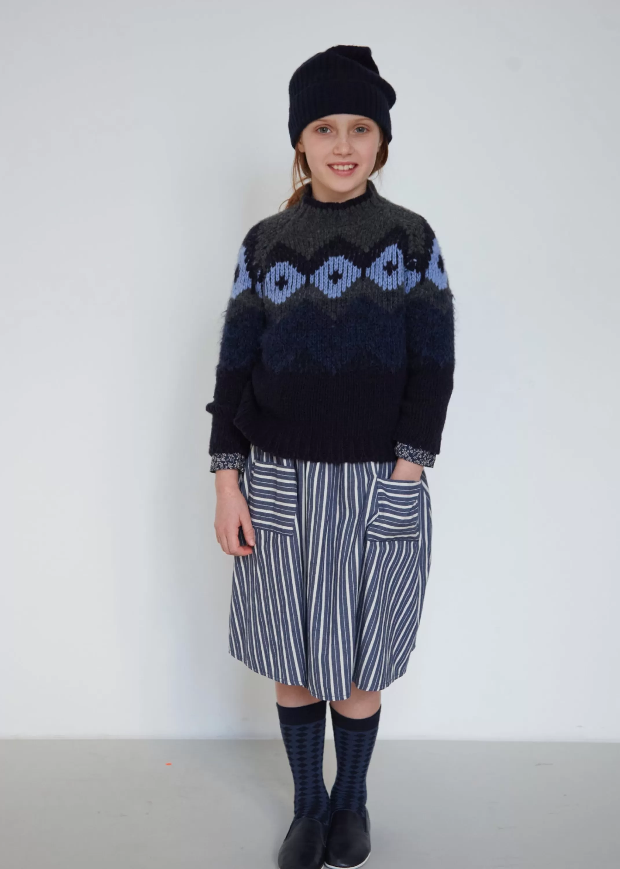 Skirts-CARAMEL Glava Girl Skirt Grey Stripe