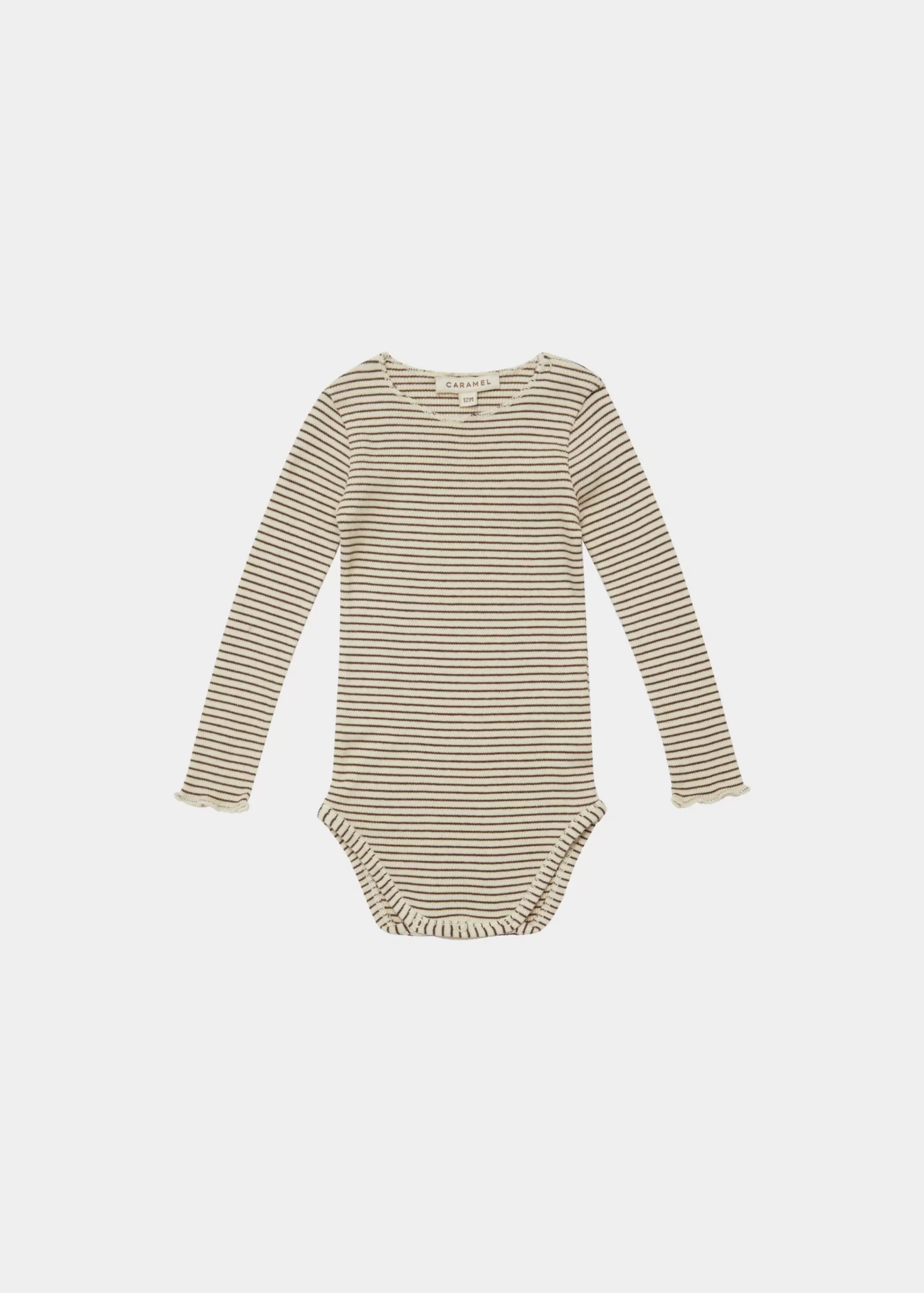 Romper & Jumpsuits-CARAMEL Hanau Baby Romper Cream/Chocolate Stripe