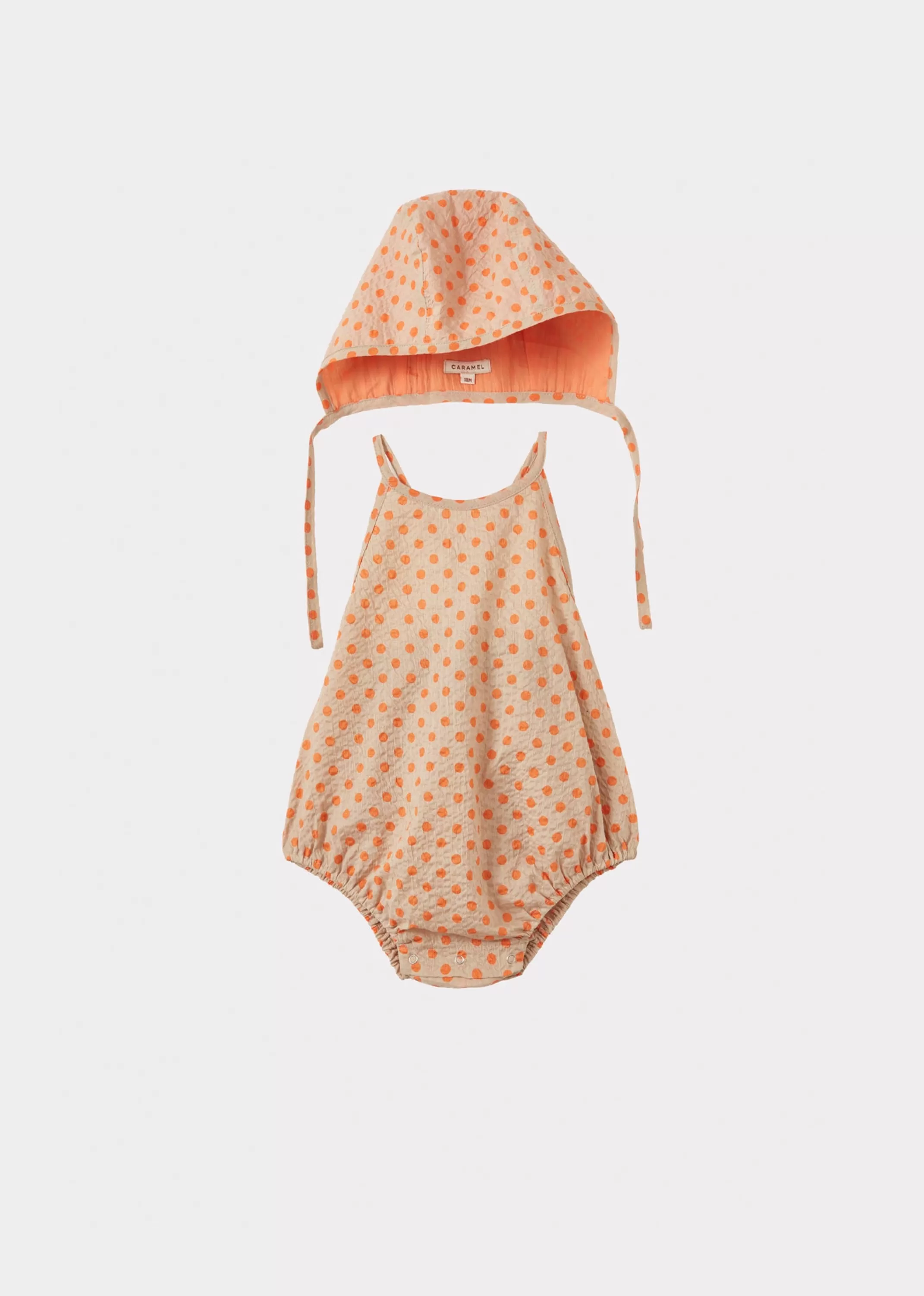 Sets-CARAMEL Lavendula Baby Set Orange Polka Dot