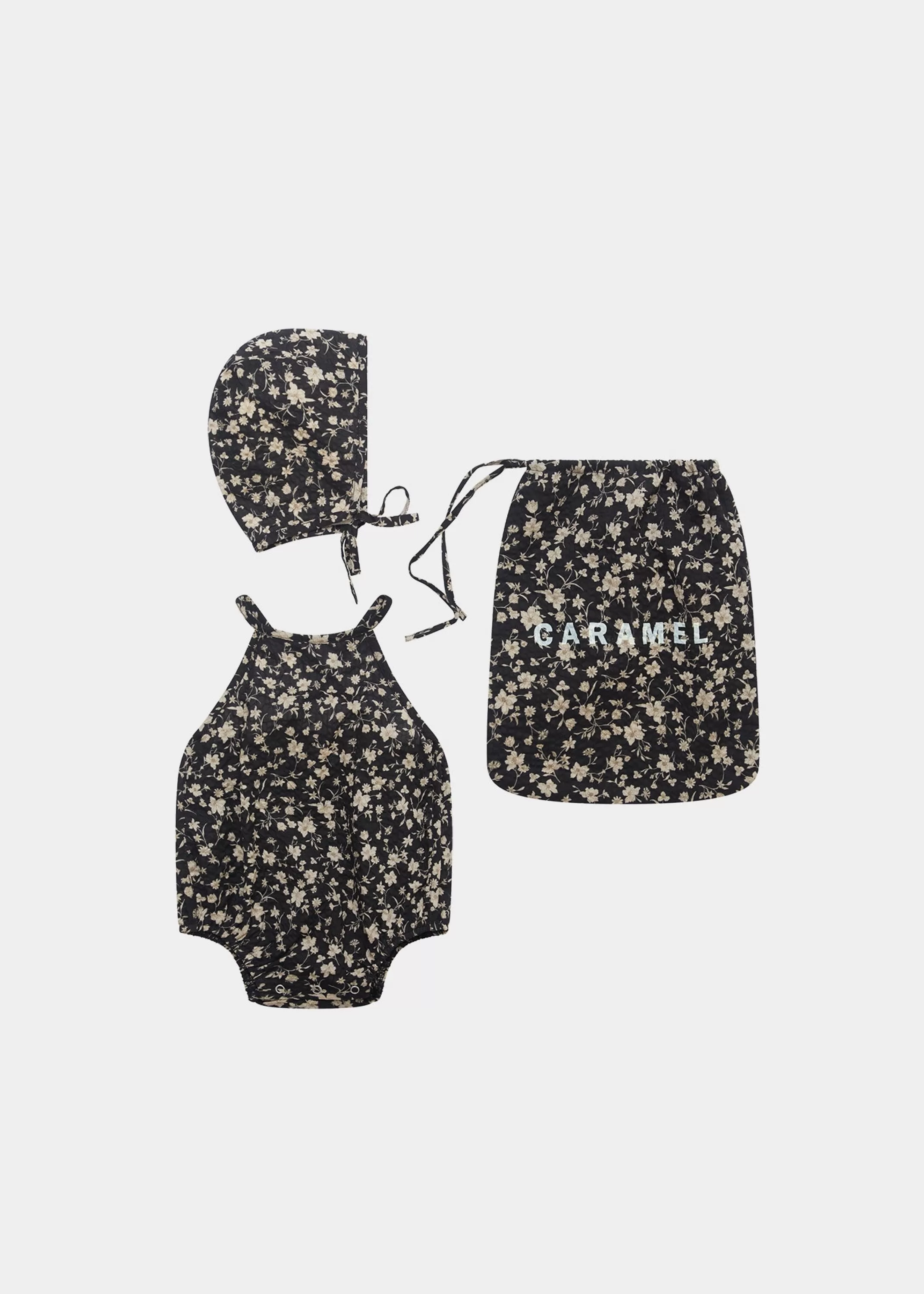 Sets-CARAMEL Lavendula Baby Set Black Floral