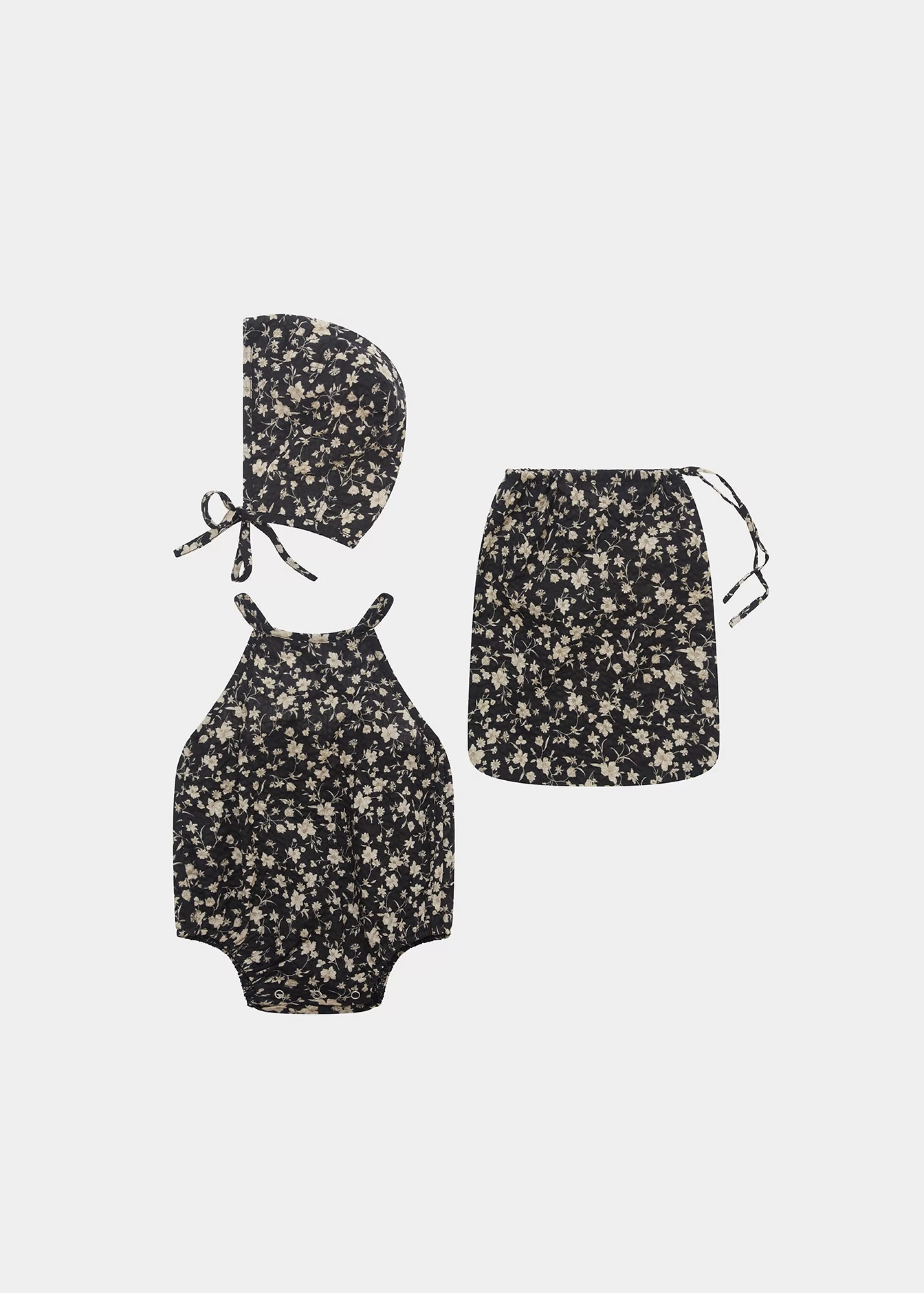 Sets-CARAMEL Lavendula Baby Set Black Floral