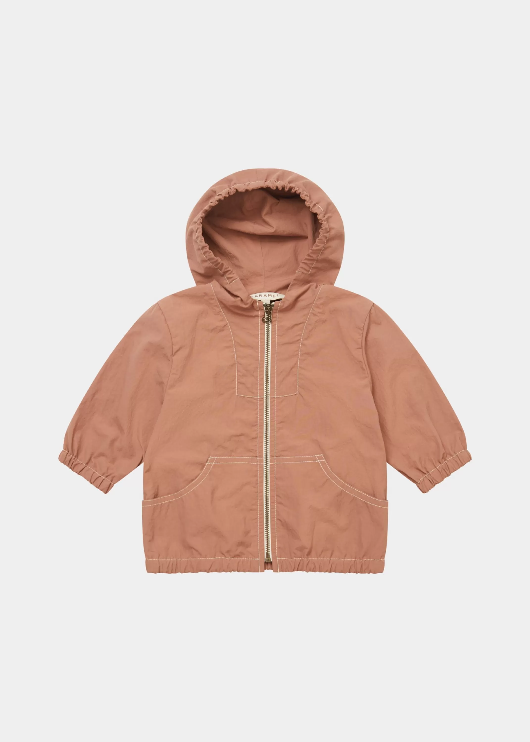 Coats & Jackets-CARAMEL Ledum Baby Hooded Coat Rose Canvas