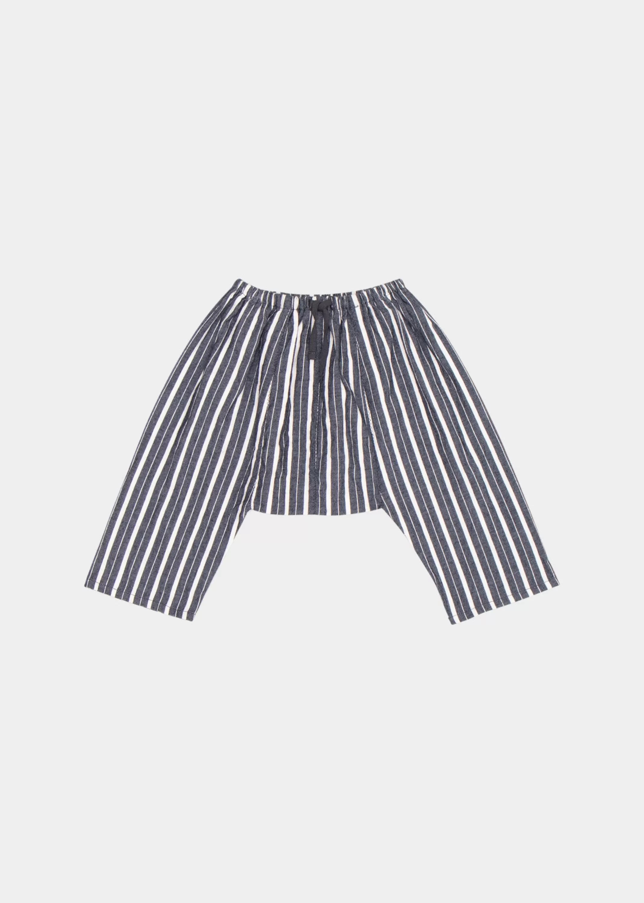 Trousers-CARAMEL Linum Baby Trouser Grey Stripe