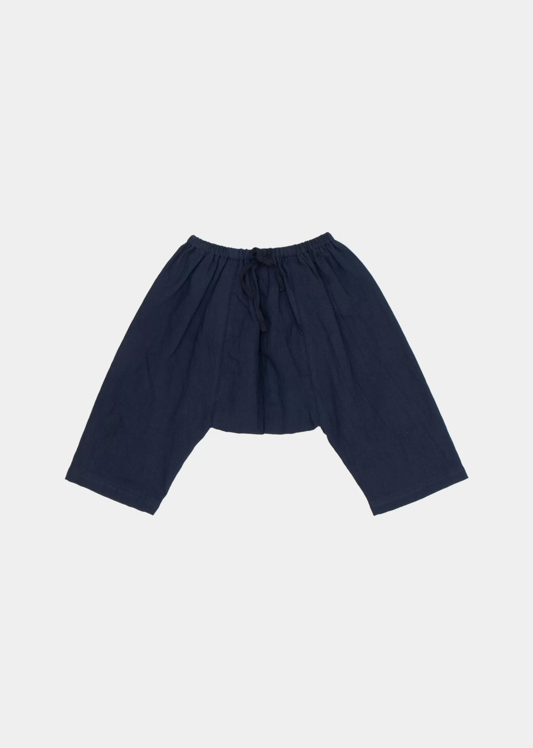 Trousers-CARAMEL Linum Baby Trouser Dark Navy