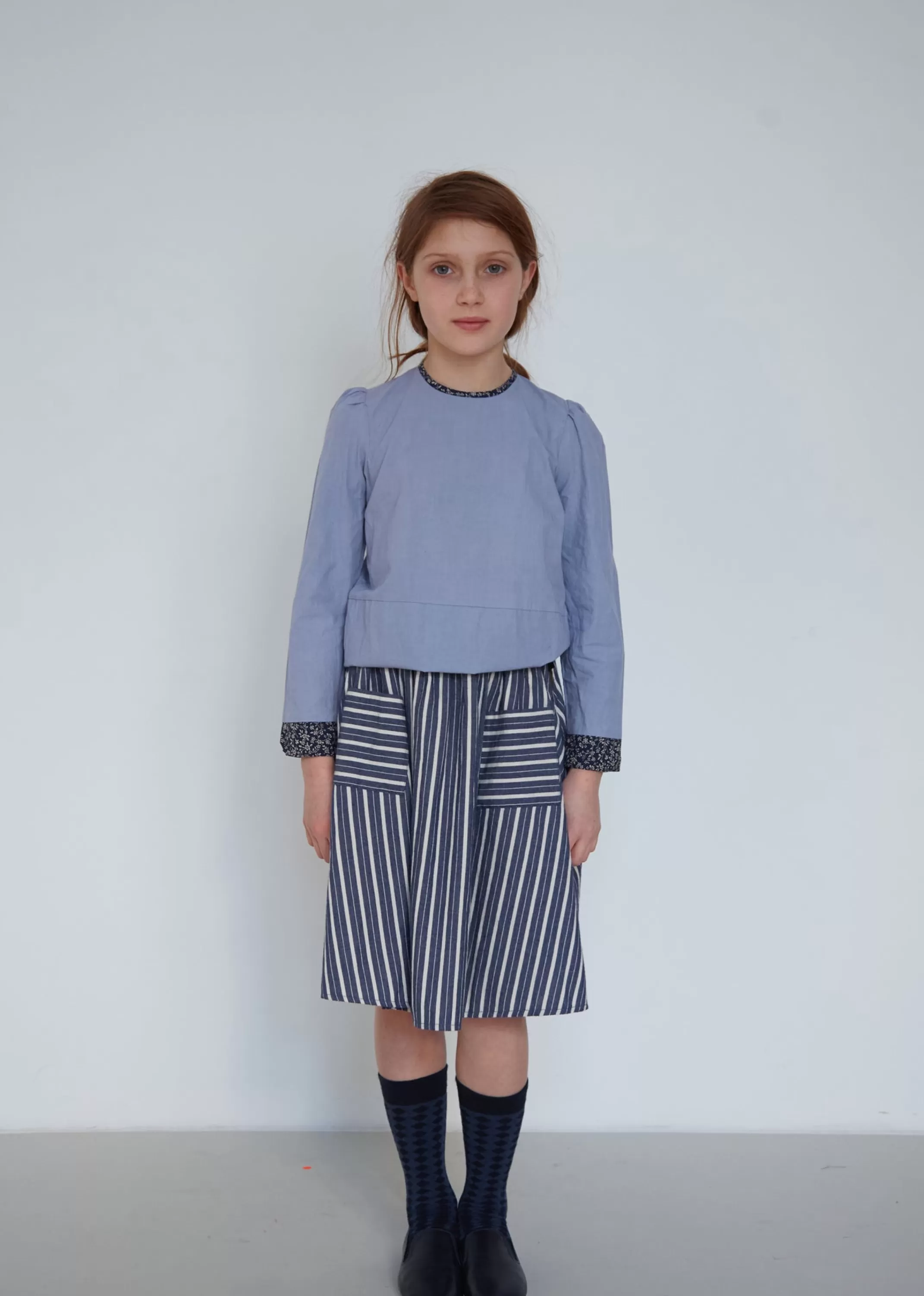 Tops-CARAMEL Osprey Kids Blouse - Slate Blue