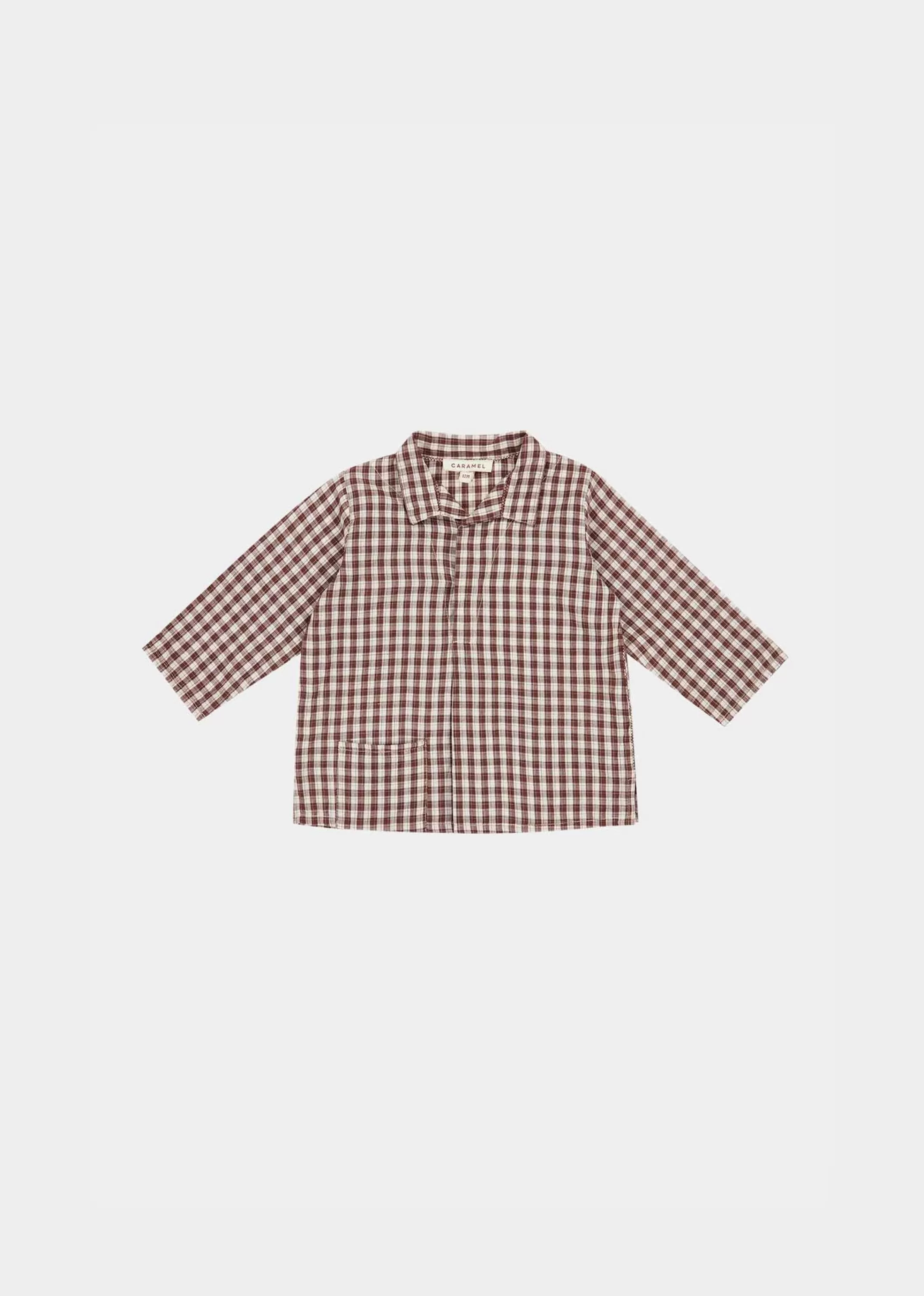 Tops-CARAMEL Piper Baby Shirt Chocolate Check