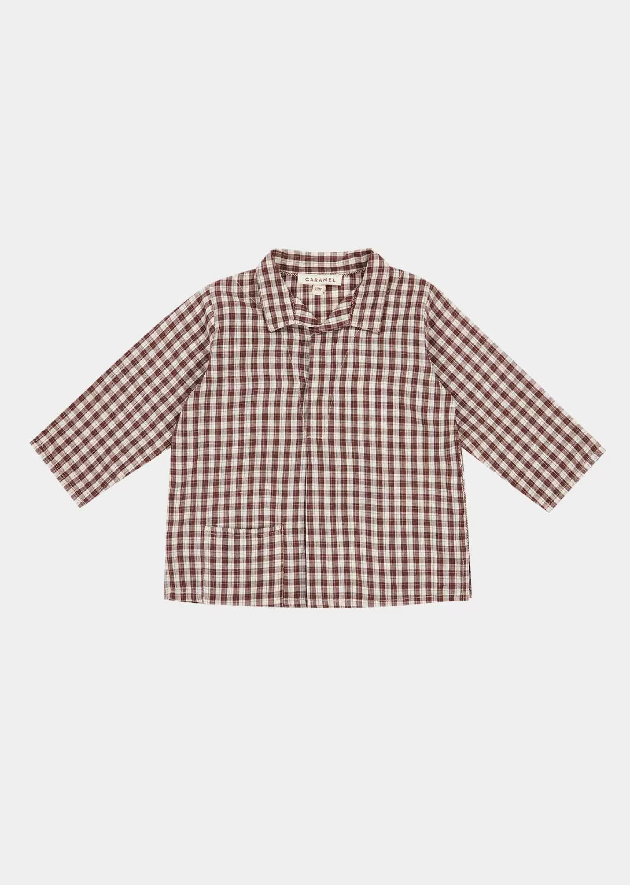 Tops-CARAMEL Piper Baby Shirt Chocolate Check